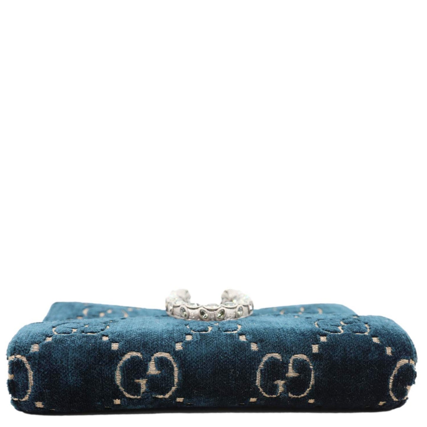 GUCCI Dionysus Super Mini GG Monogram Velvet Crossbody Bag Blue 476432