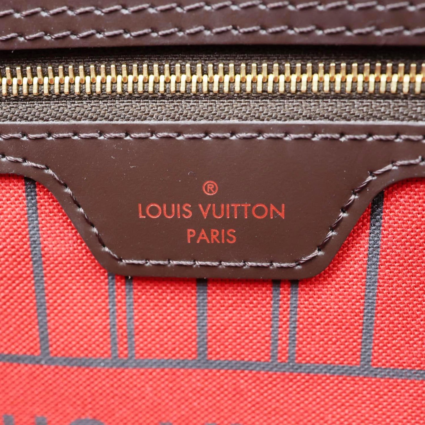 LOUIS VUITTON Neverfull MM Damier Ebene Tote Bag Brown