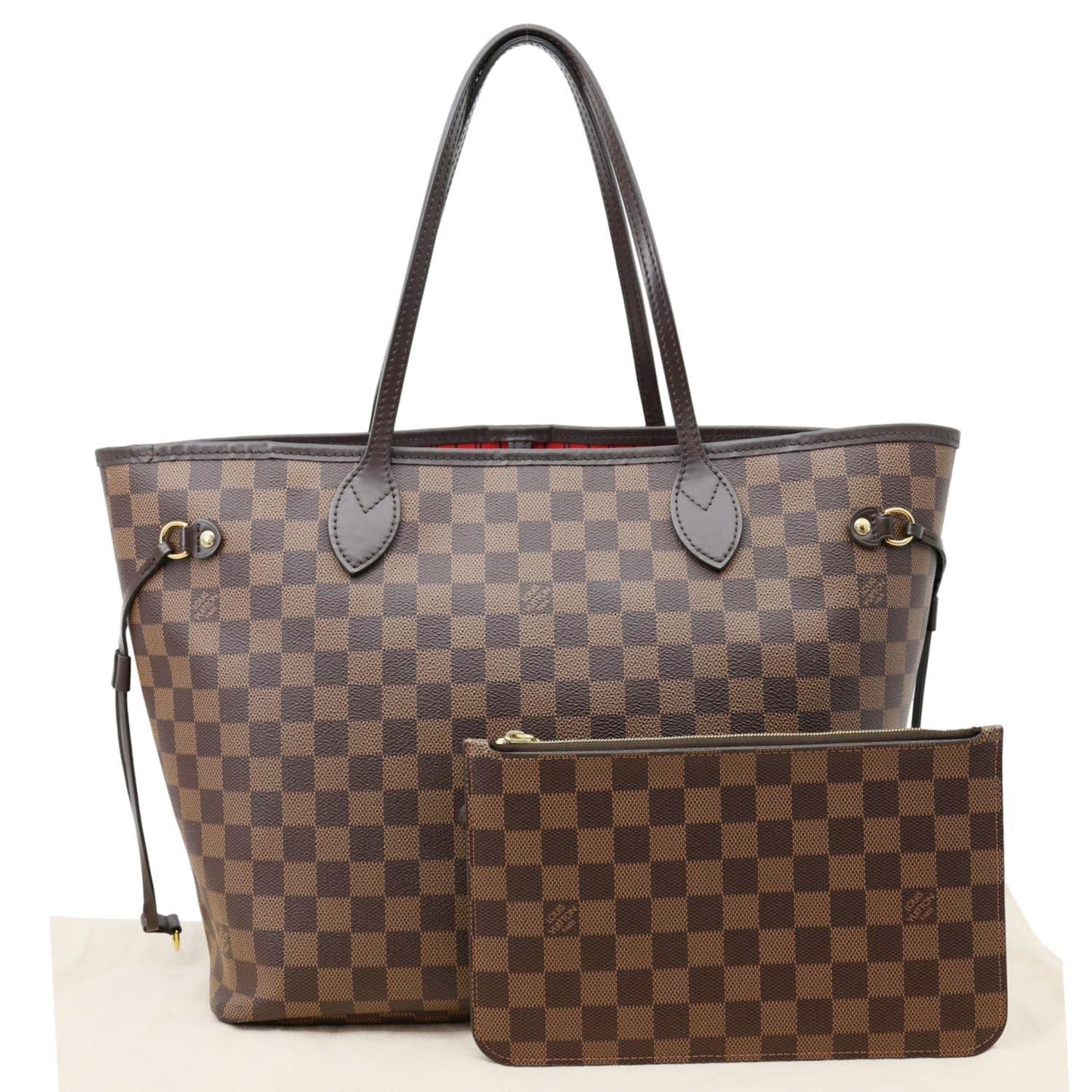 LOUIS VUITTON Neverfull MM Damier Ebene Tote Bag Brown
