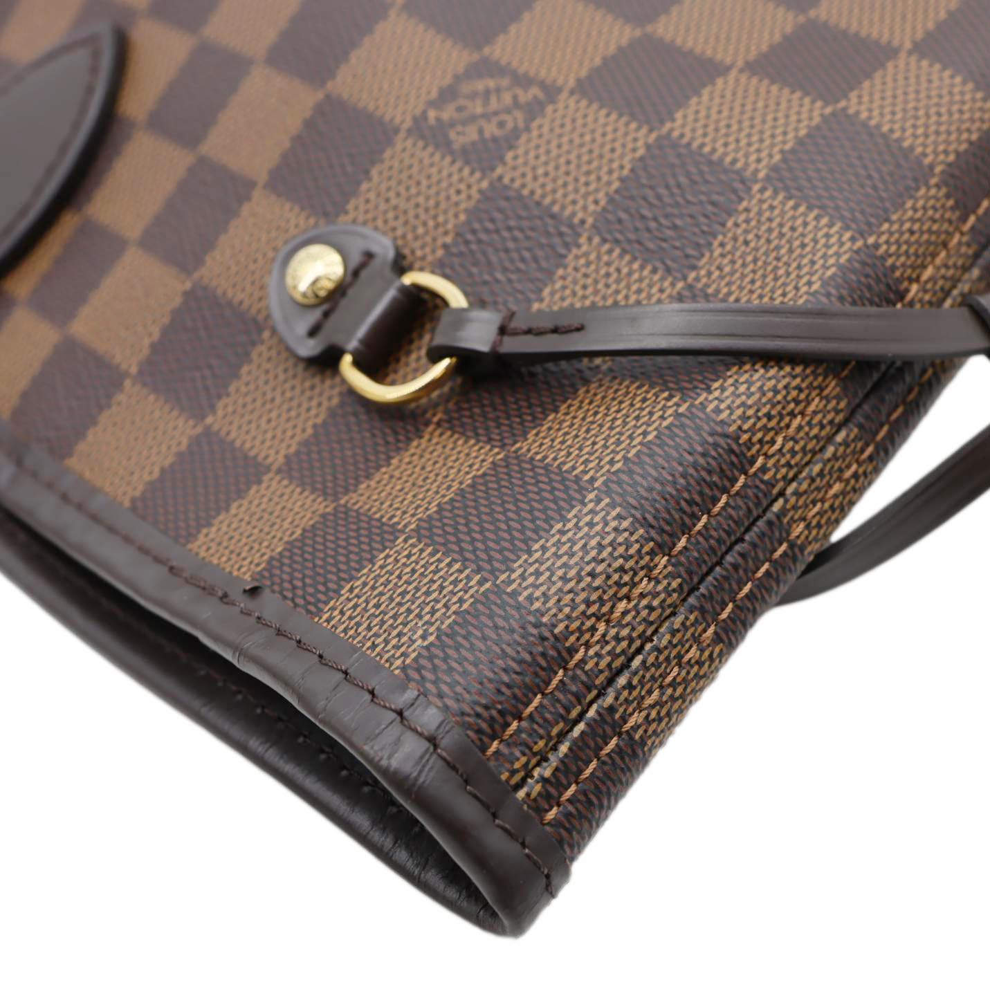 LOUIS VUITTON Neverfull MM Damier Ebene Tote Bag Brown