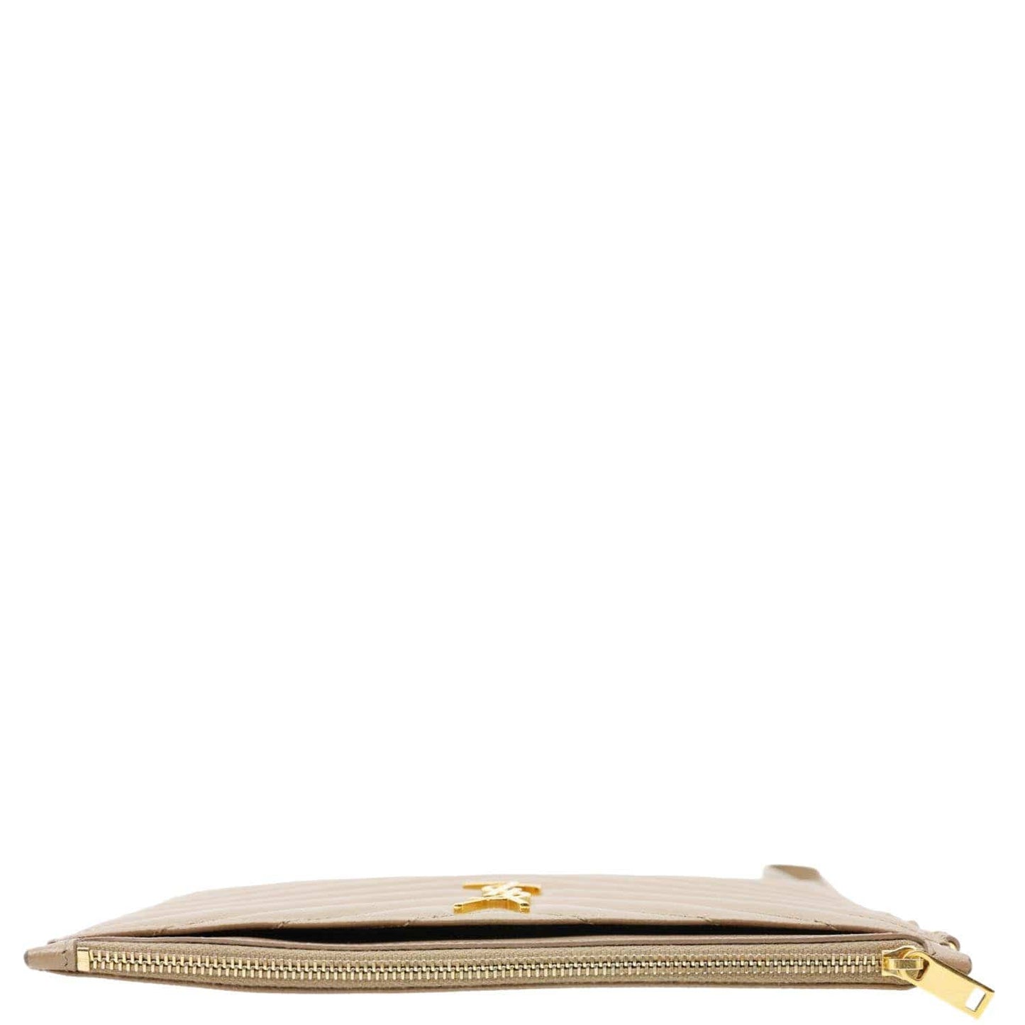 YVES SAINT LAURENT Large Bill Monogram Grain De Poudre Pouch Beige