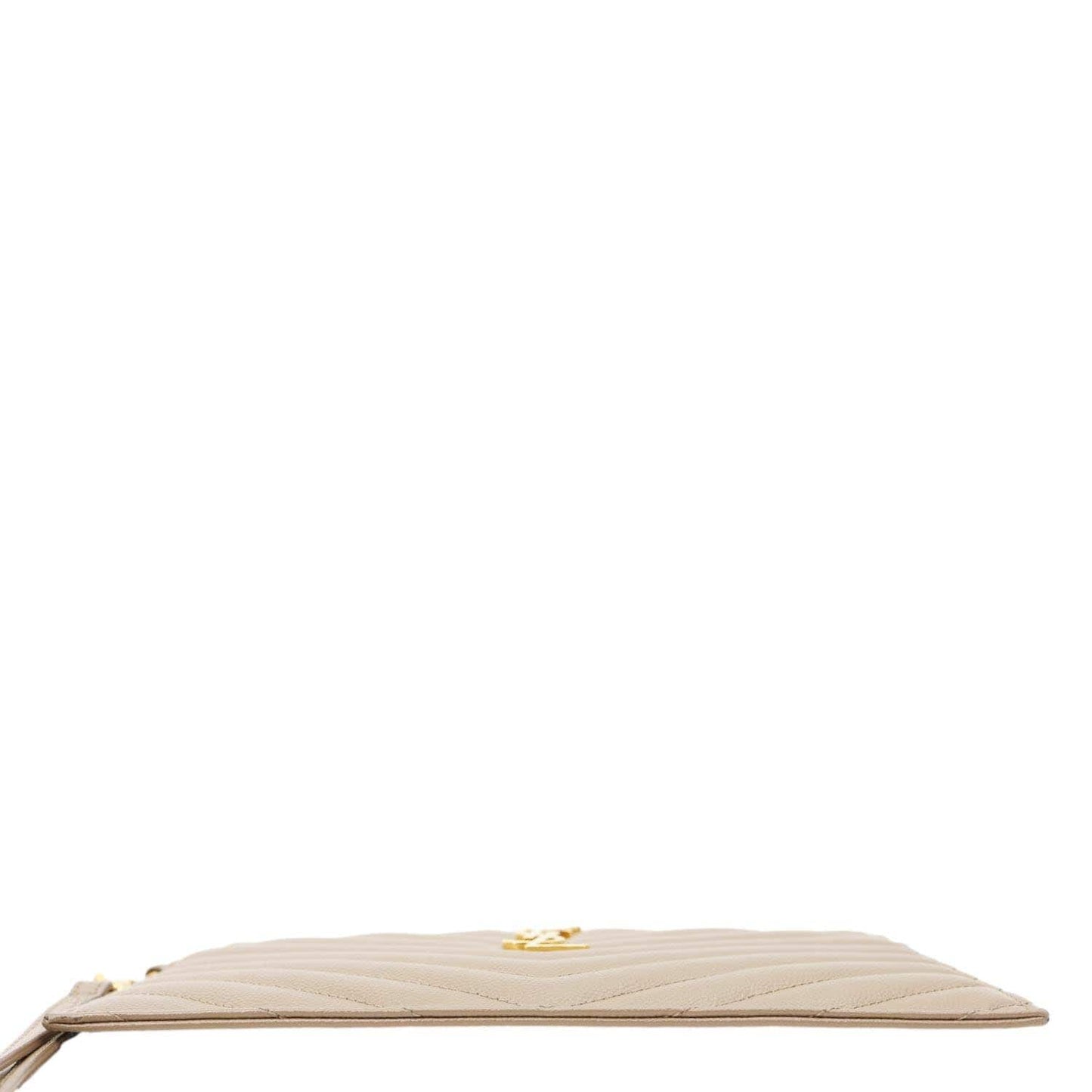 YVES SAINT LAURENT Large Bill Monogram Grain De Poudre Pouch Beige