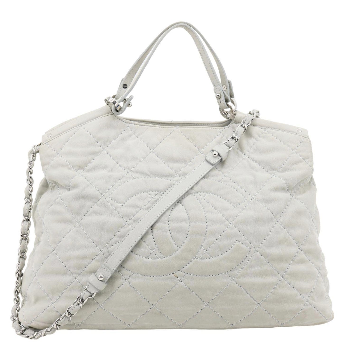 CHANEL CC Sea Hit Quilted Calfskin Leather Tote Bag Grey