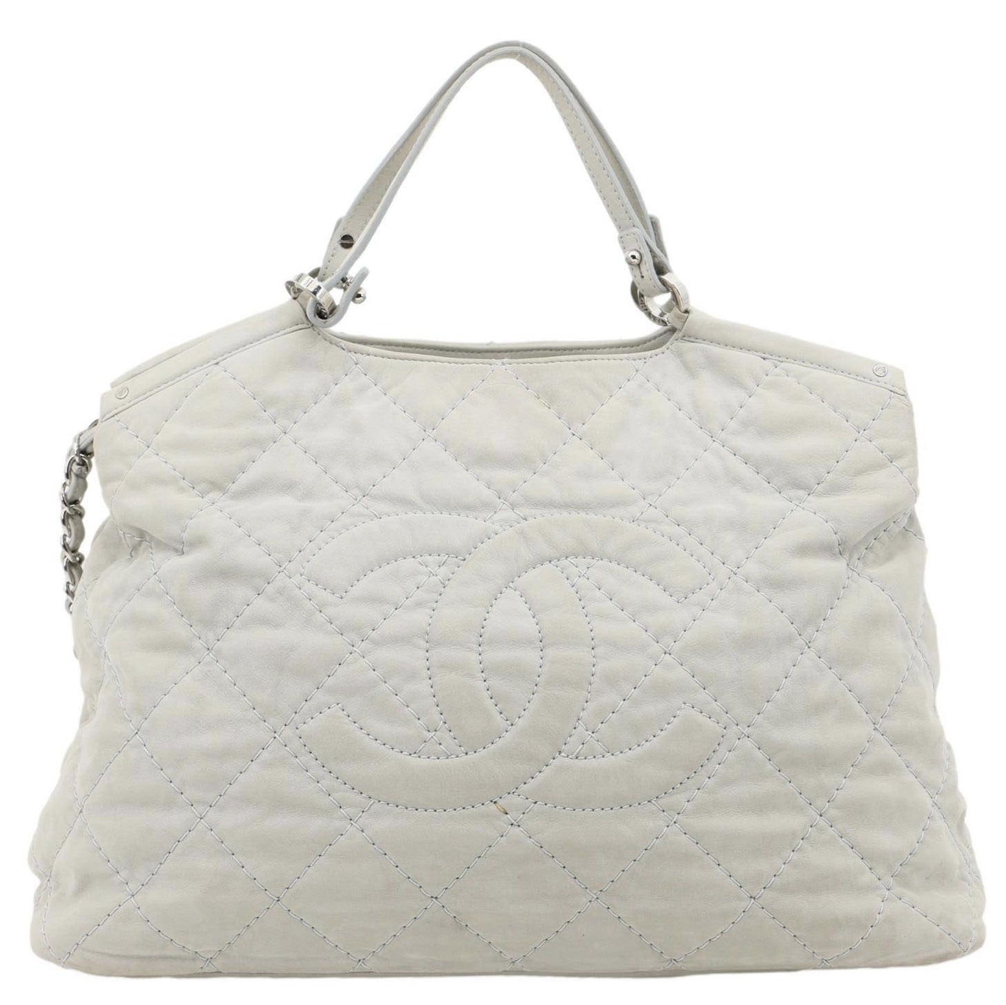 CHANEL CC Sea Hit Quilted Calfskin Leather Tote Bag Grey