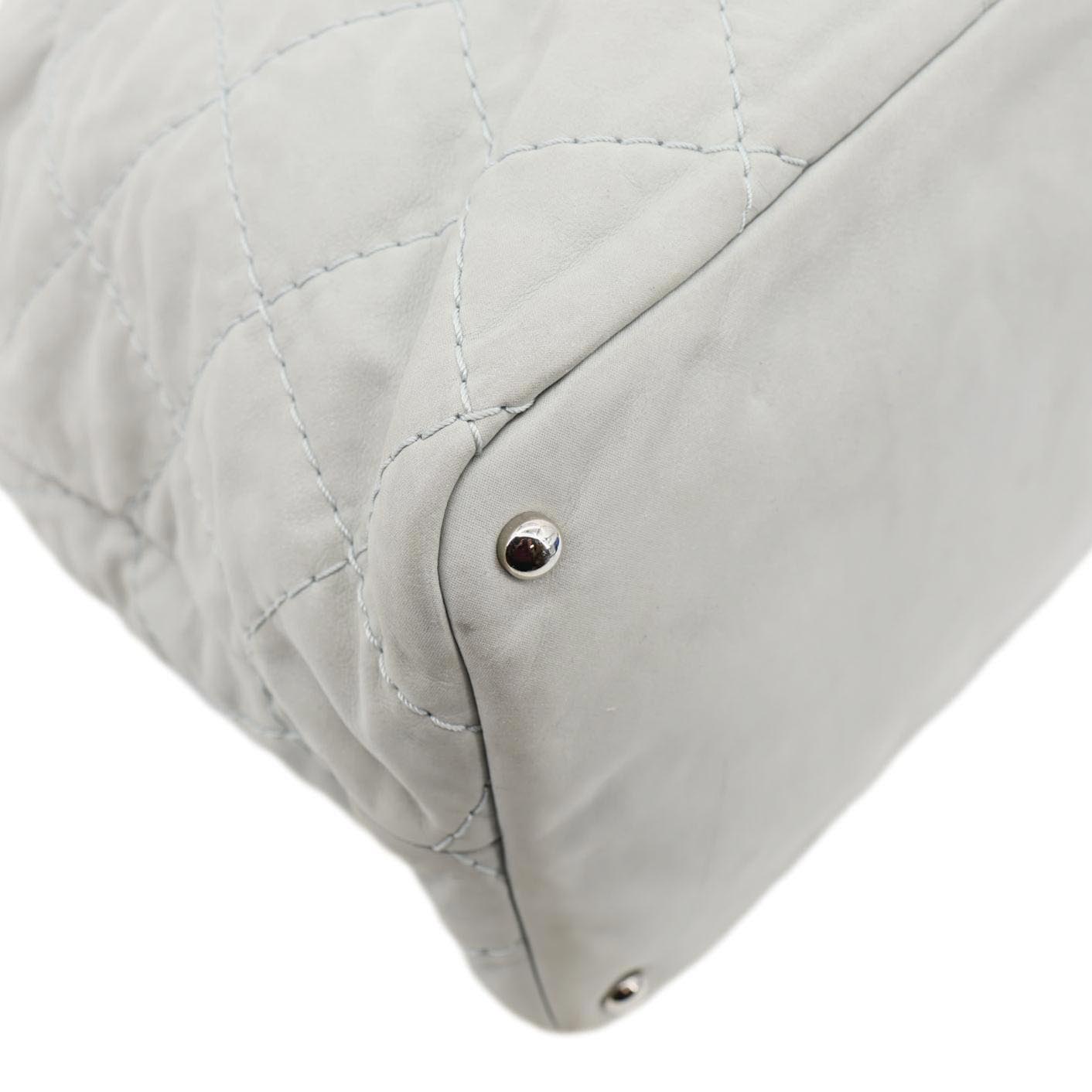 CHANEL CC Sea Hit Quilted Calfskin Leather Tote Bag Grey