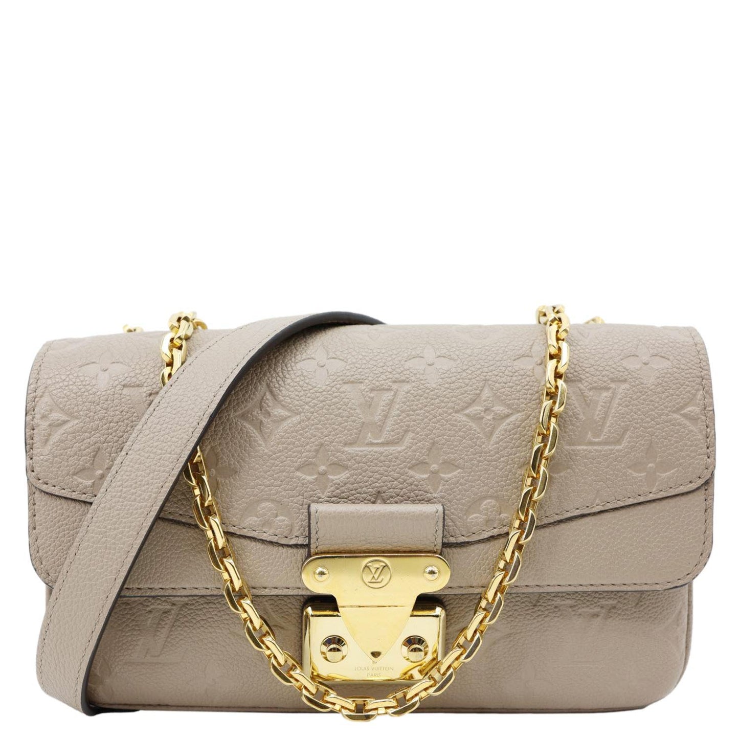 LOUIS VUITTON Marceau PM Monogram Empreinte Leather Shoulder Bag Beige