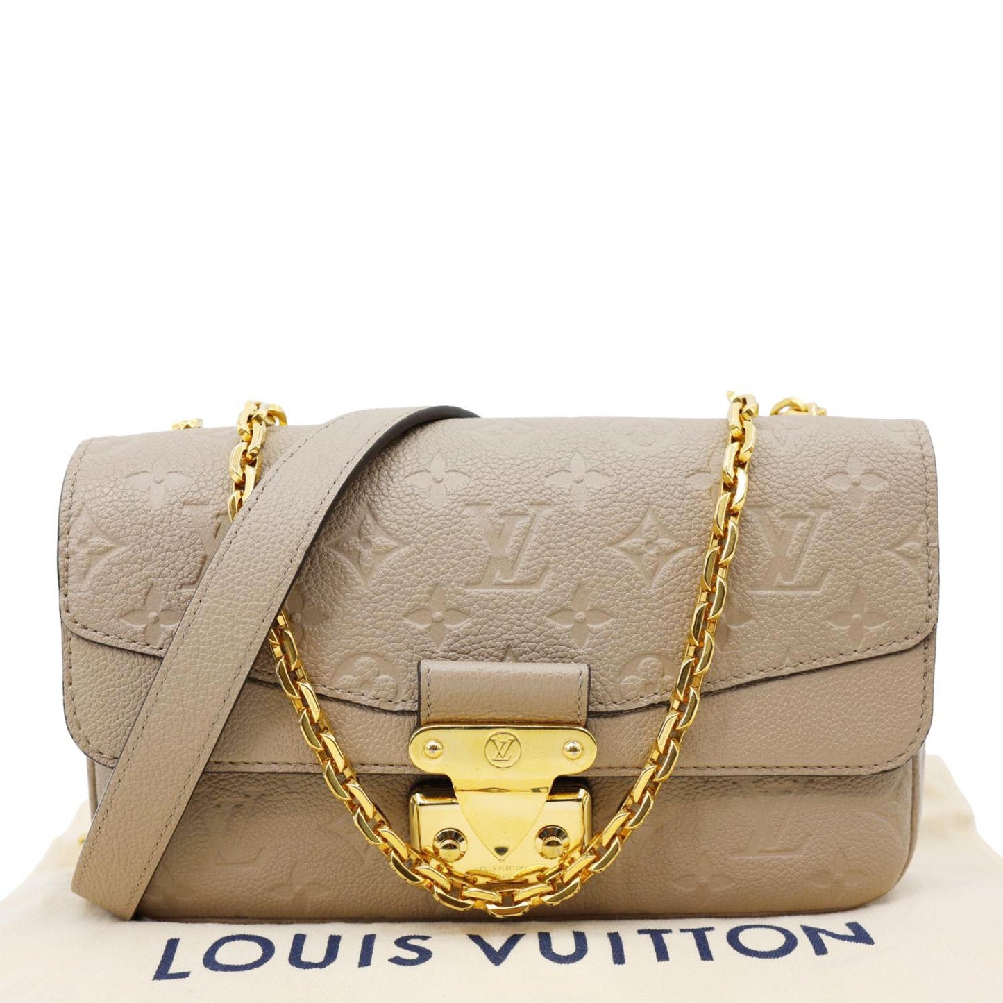 LOUIS VUITTON Marceau PM Monogram Empreinte Leather Shoulder Bag Beige