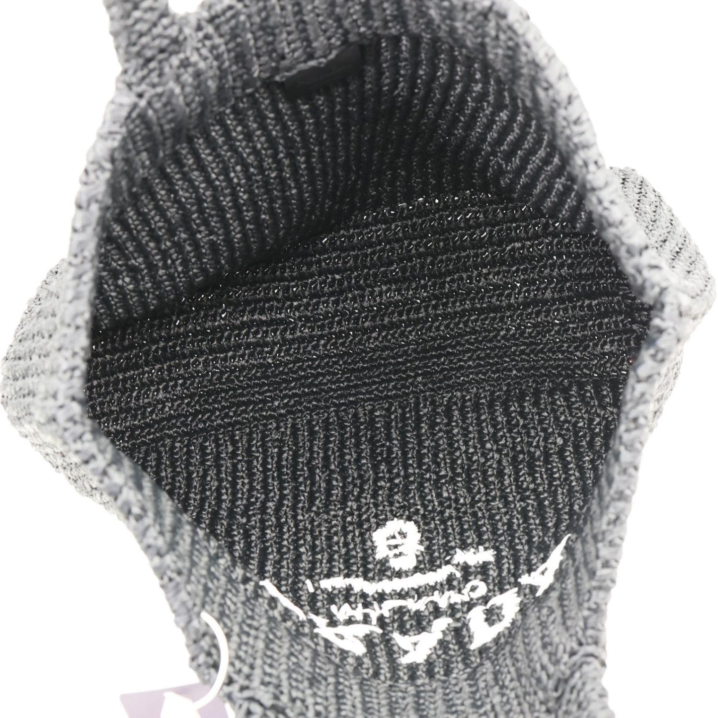 PRADA Embroidered Logo Yarn Crochet Tote Bag Black