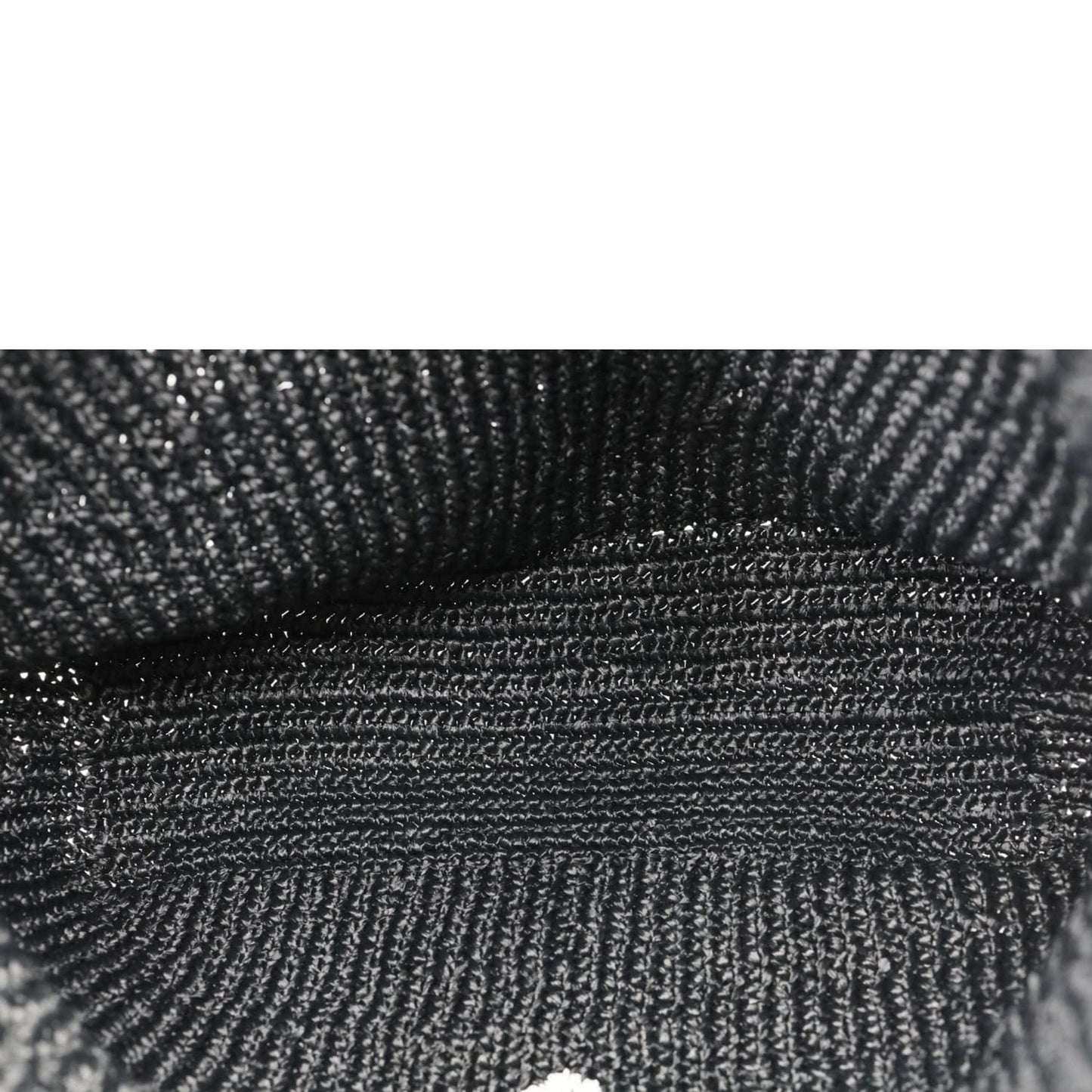PRADA Embroidered Logo Yarn Crochet Tote Bag Black