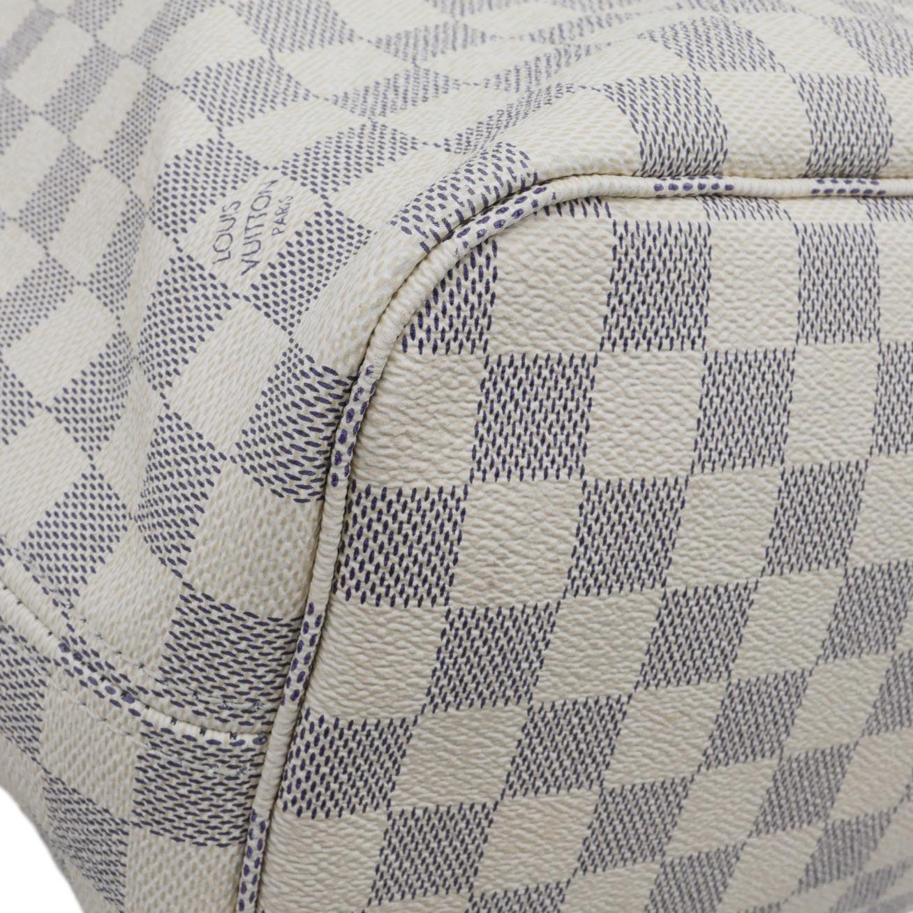 LOUIS VUITTON Neverfull MM Damier Azur Tote Shoulder Bag Rose Ballerine