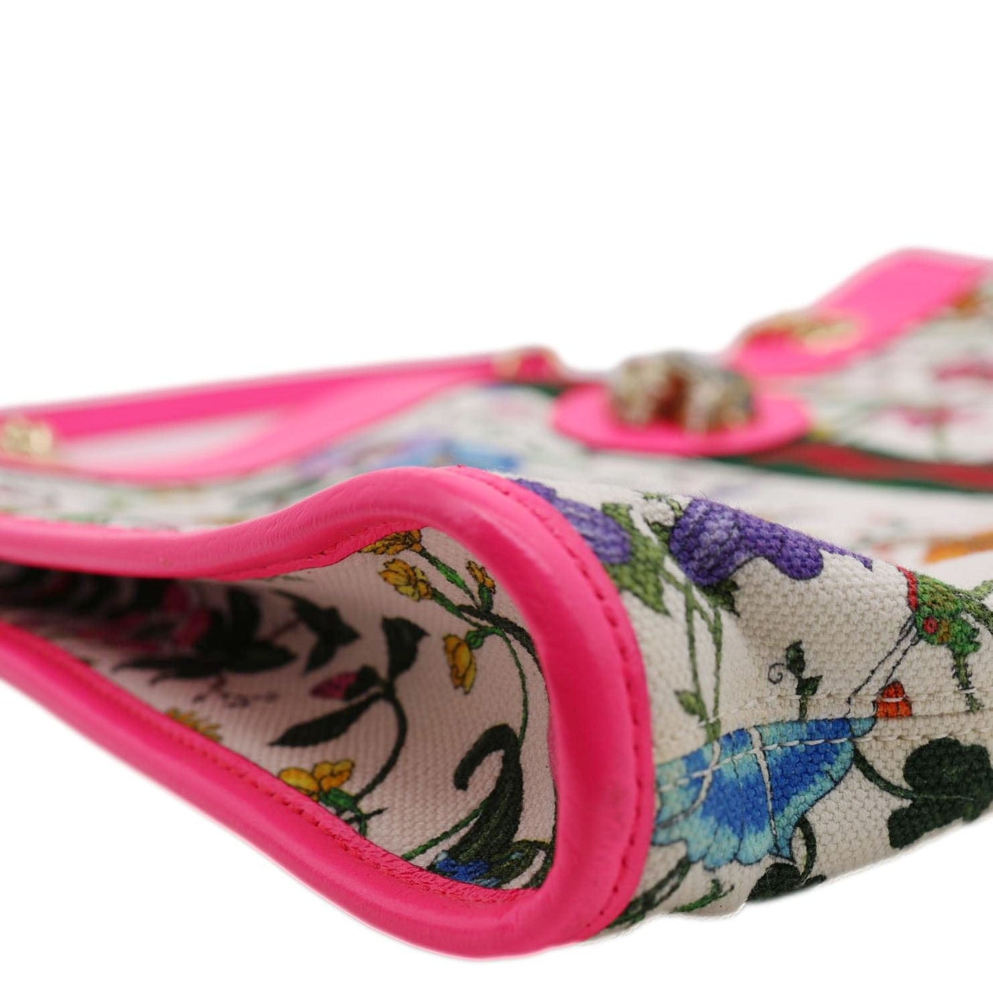 GUCCI Floral Rajah Large Canvas Leather Chain Tote Bag Multicolor 537219
