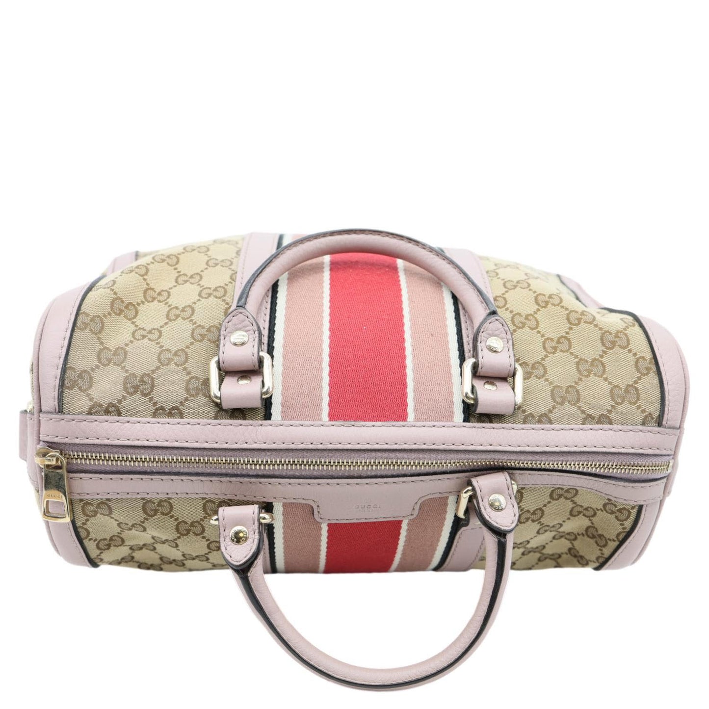 GUCCI Joy Vintage Web Medium GG Canvas Boston Bag Ebony 274205