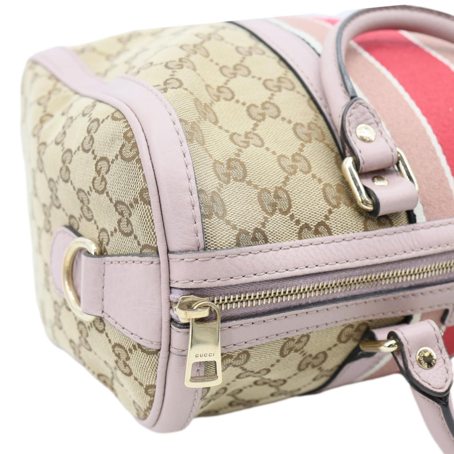 GUCCI Joy Vintage Web Medium GG Canvas Boston Bag Ebony 274205