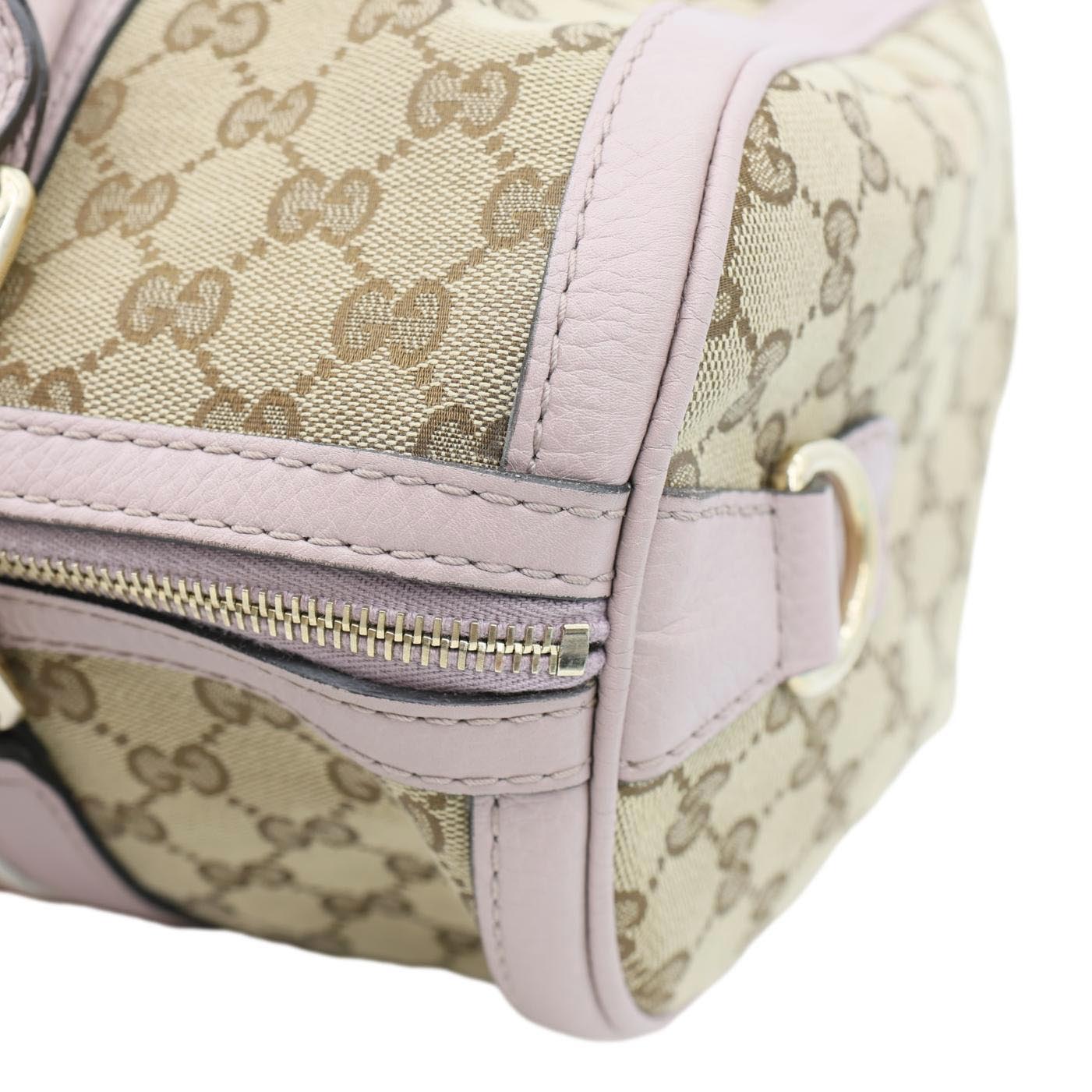 GUCCI Joy Vintage Web Medium GG Canvas Boston Bag Ebony 274205