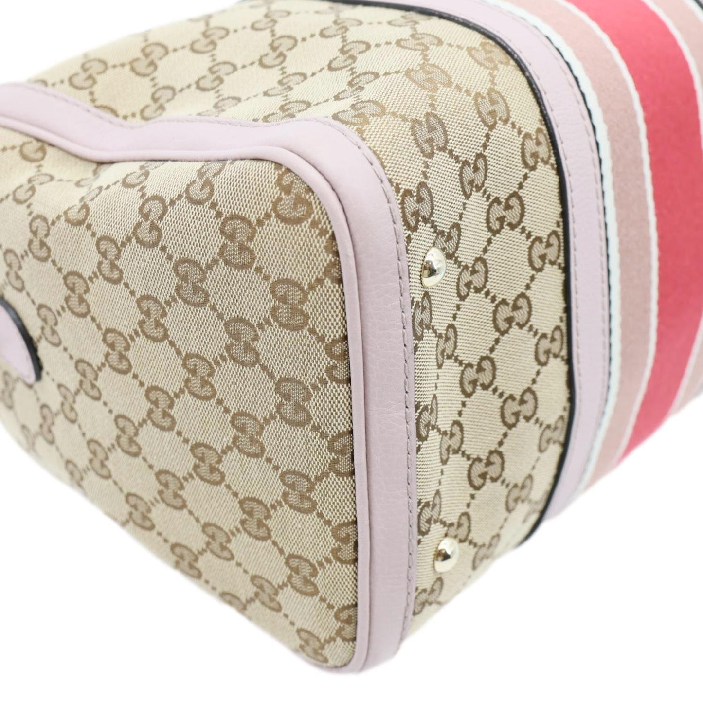 GUCCI Joy Vintage Web Medium GG Canvas Boston Bag Ebony 274205
