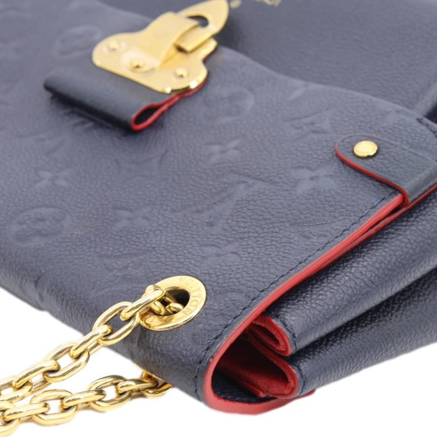 LOUIS VUITTON Vavin PM Monogram Empreinte Leather Shoulder Bag Navy Blue