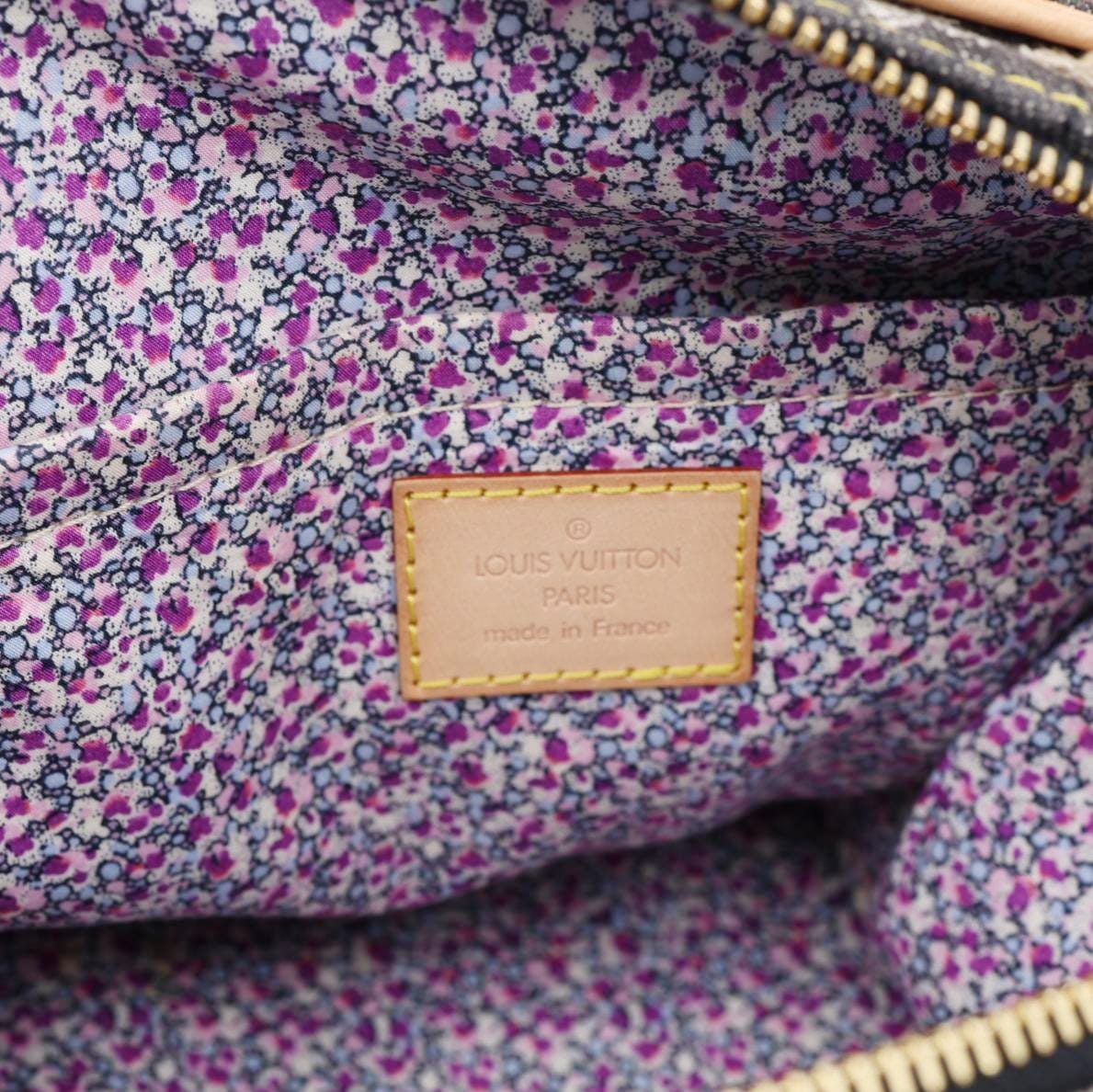 LOUIS VUITTON Speedy Monogram Denim Patchwork Satchel Bag Black