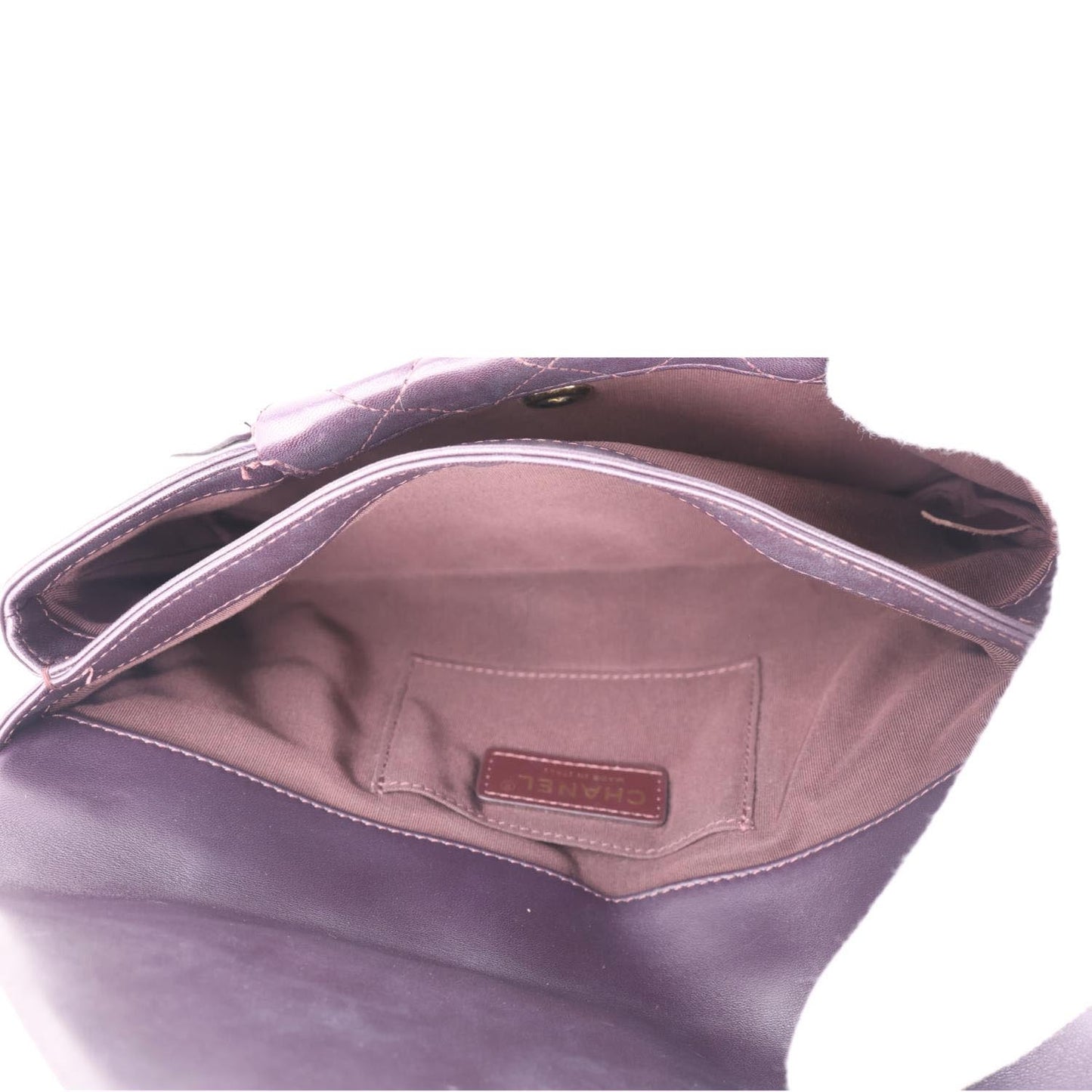 CHANEL Fold Up Again Quilted Lambskin Leather Clutch Purple