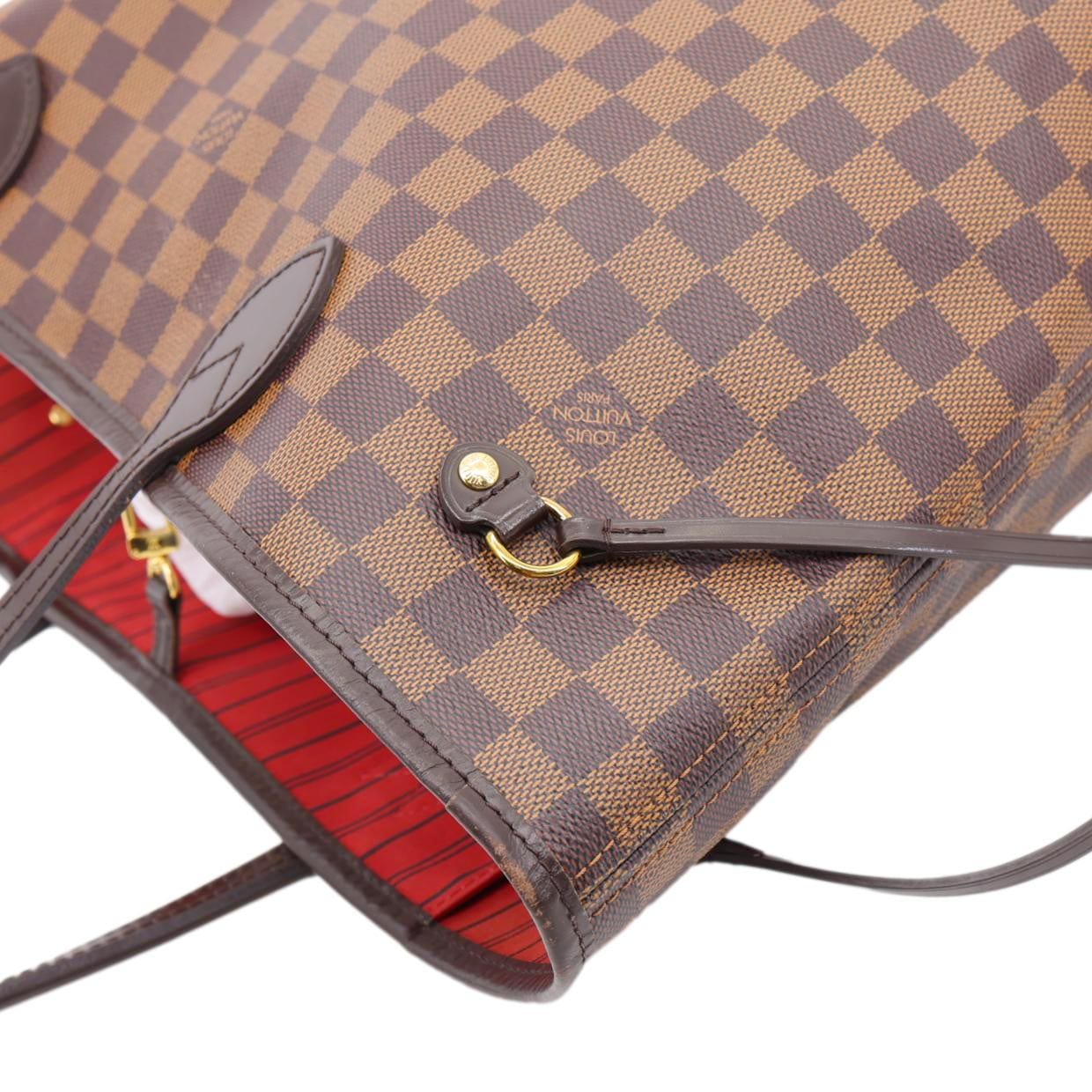 LOUIS VUITTON Neverfull MM Damier Ebene Shoulder Bag Brown