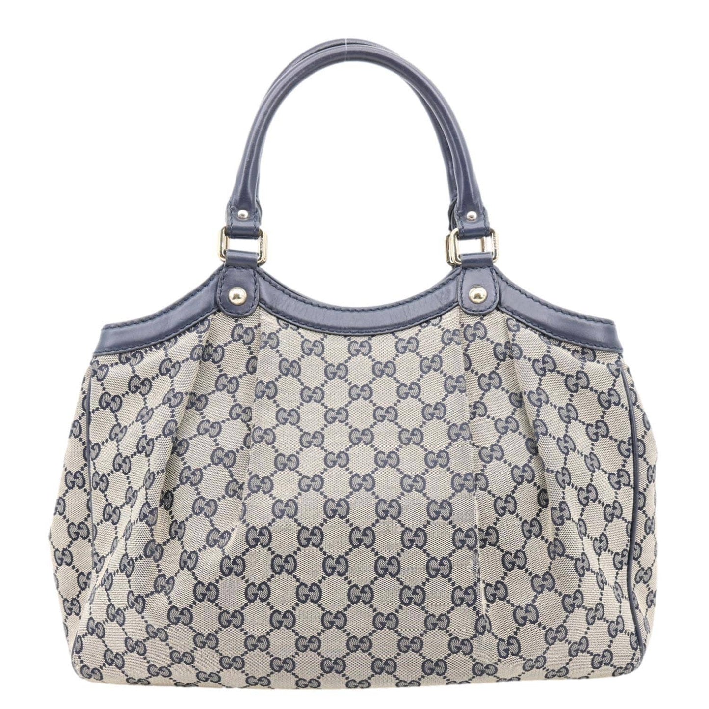 GUCCI Sukey Medium GG Canvas Tote Bag Navy Blue 211944