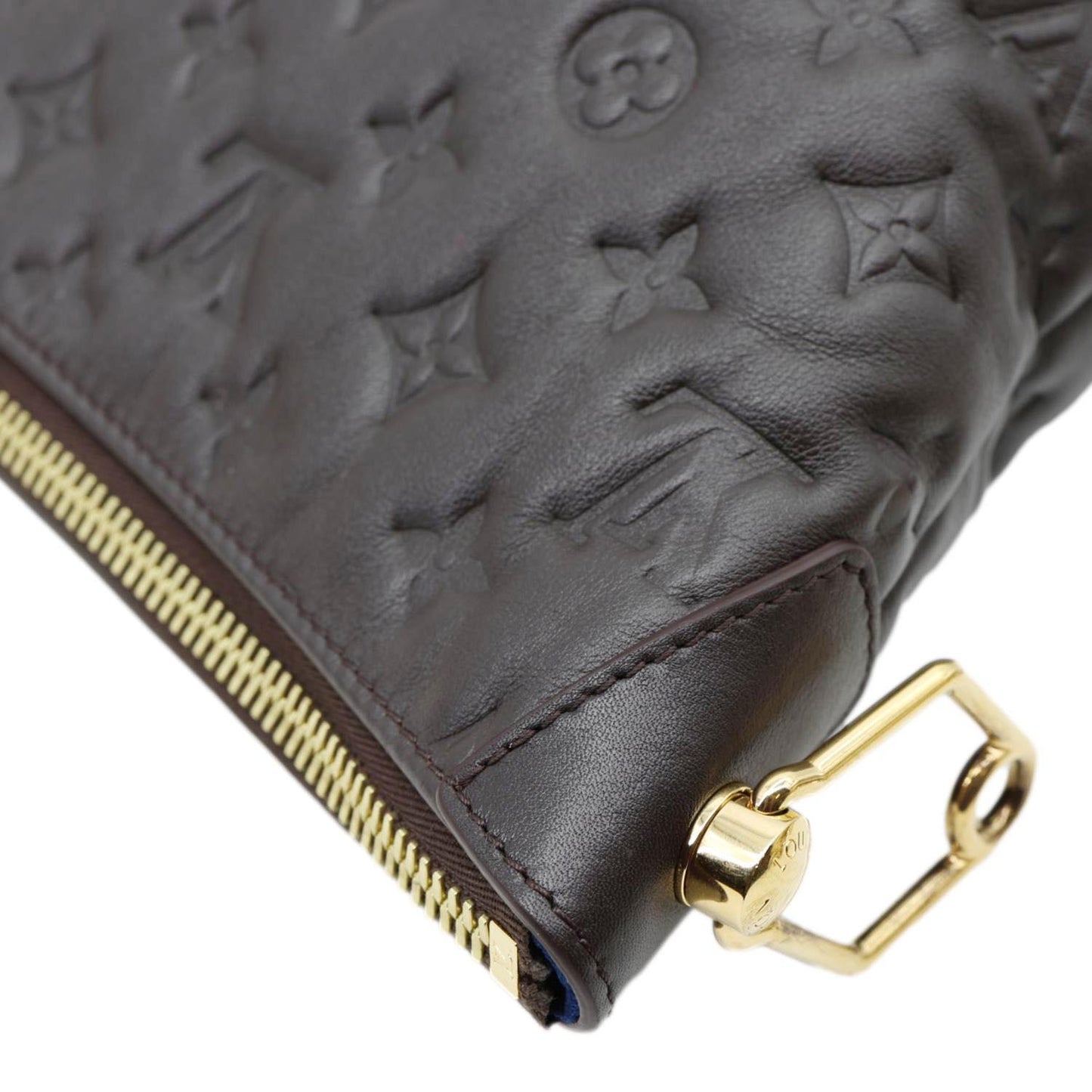 LOUIS VUITTON Coussin Monogram Embossed Leather Hobo Bag Brown