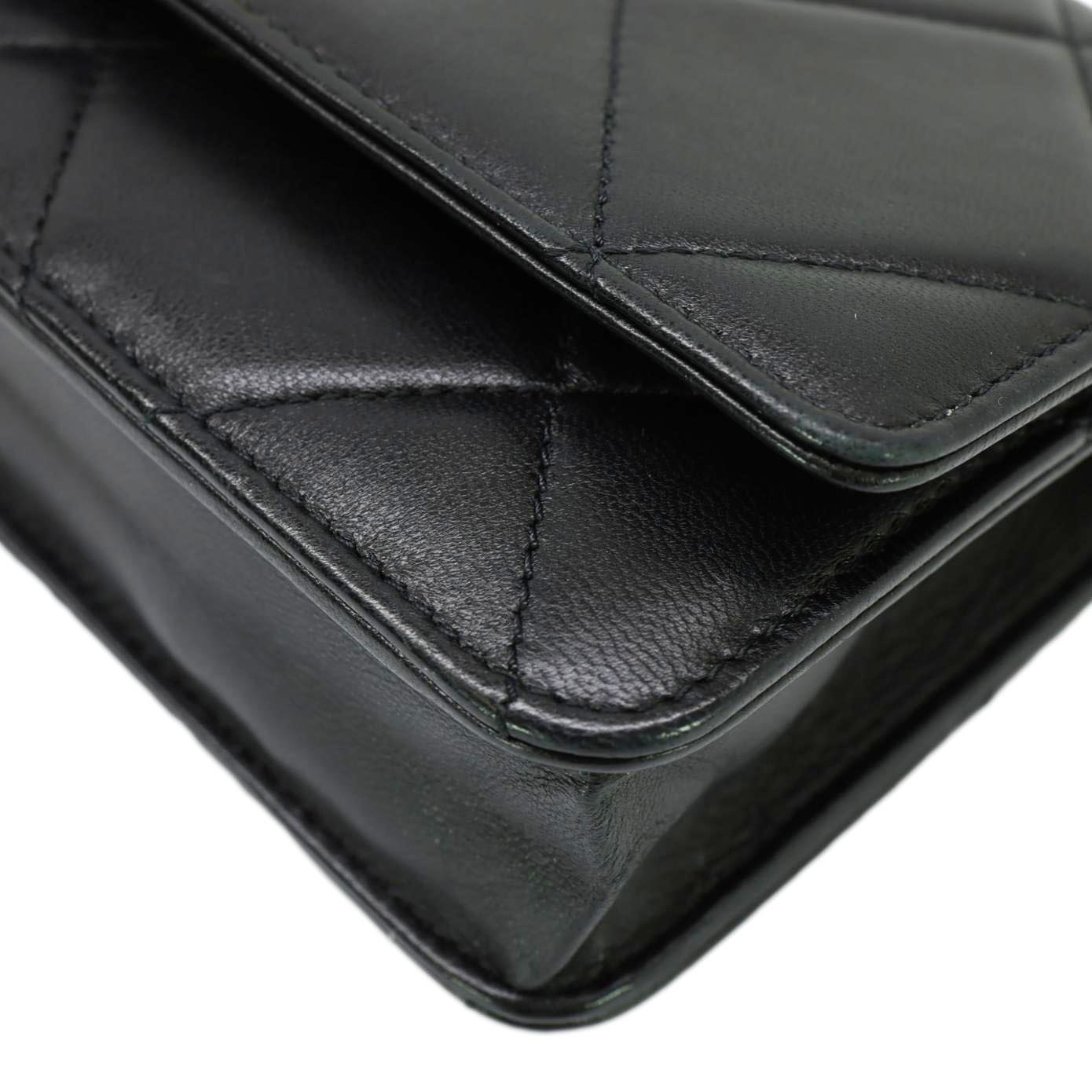 CHANEL Trendy CC Quilted Leather Wallet On Chain Crossbody Bag Black