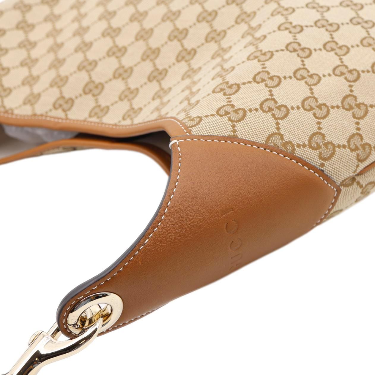 GUCCI B Large GG Supreme Canvas Shoulder Bag Beige 815924