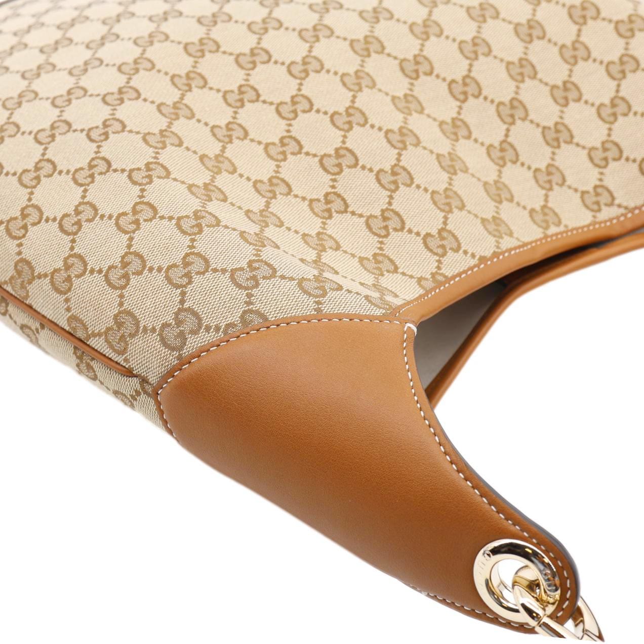 GUCCI B Large GG Supreme Canvas Shoulder Bag Beige 815924