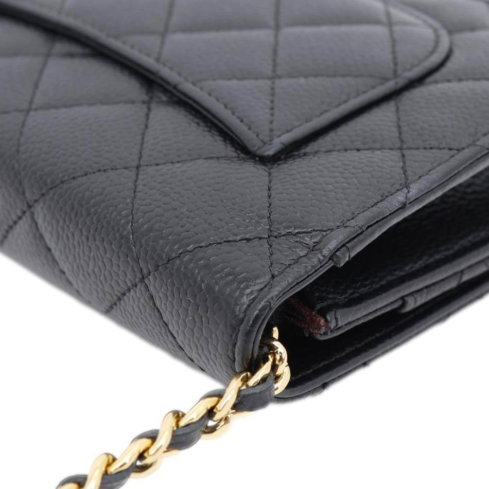 CHANEL Wallet On Chain Quilted Caviar Leather Crossbody Bag Black