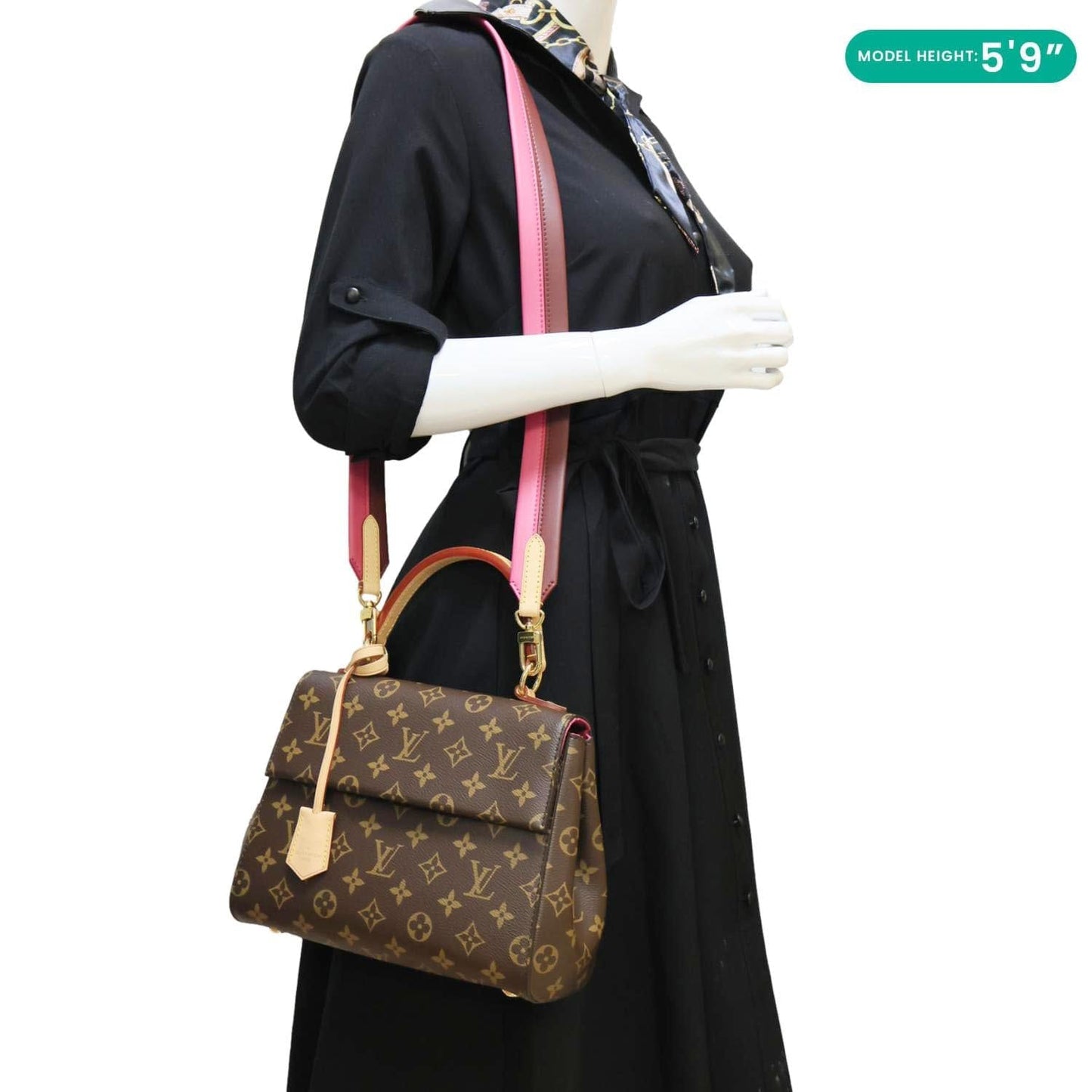 LOUIS VUITTON Cluny BB Monogram Canvas Crossbody Bag Brown