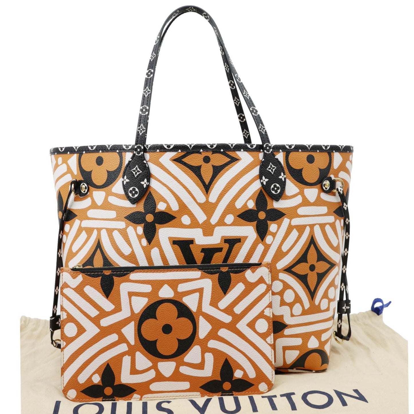 LOUIS VUITTON Neverfull Crafty MM Monogram Giant Canvas Tote Bag Caramel