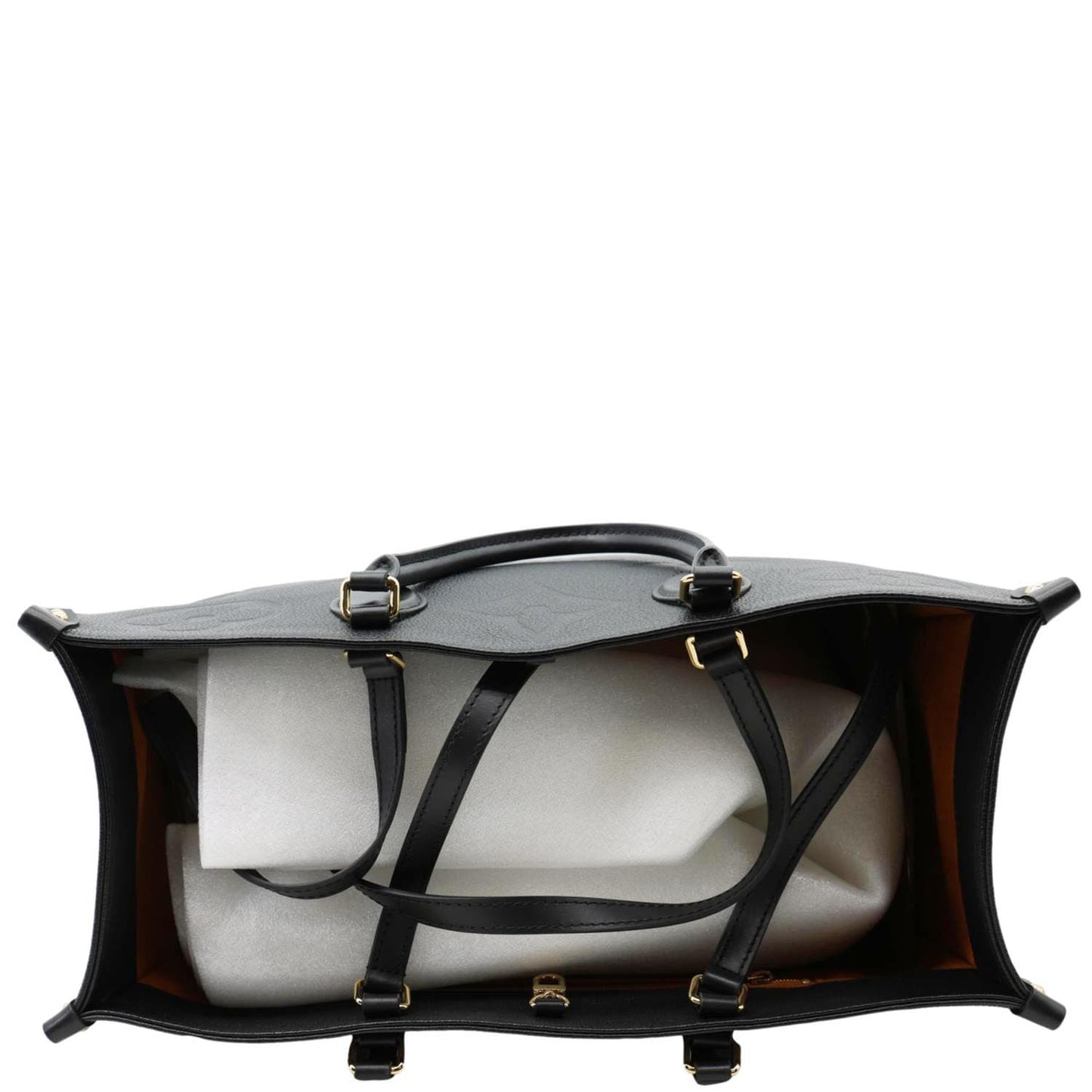 LOUIS VUITTON Onthego GM Monogram Empreinte Leather Tote Bag Black
