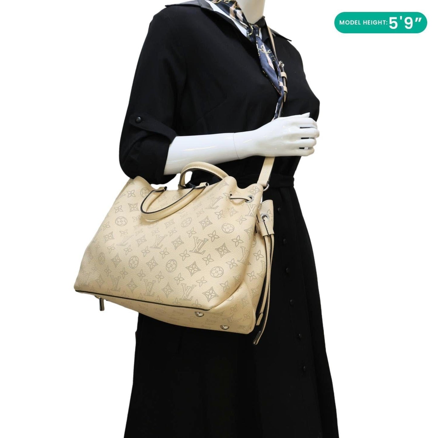 LOUIS VUITTON Bella Mahina Leather Tote Bag Cream