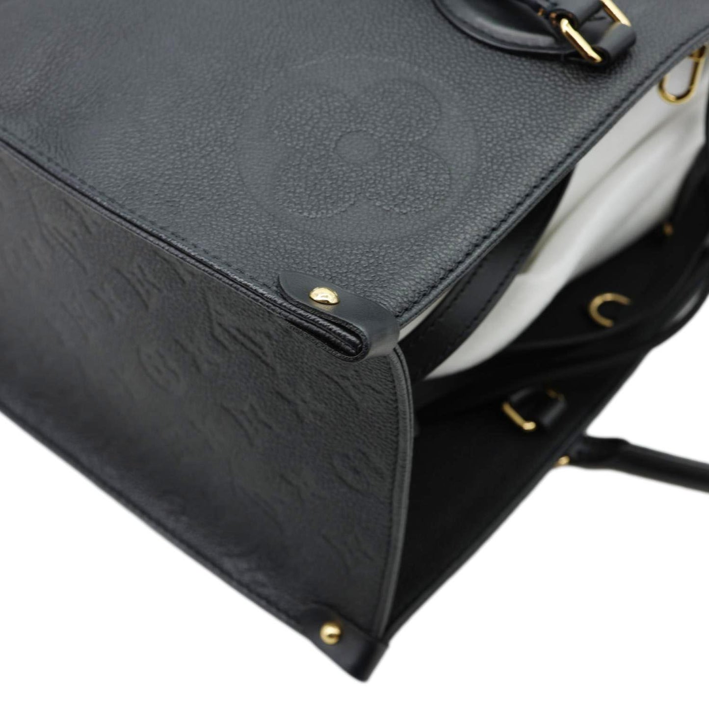 LOUIS VUITTON Onthego GM Monogram Empreinte Leather Tote Bag Black