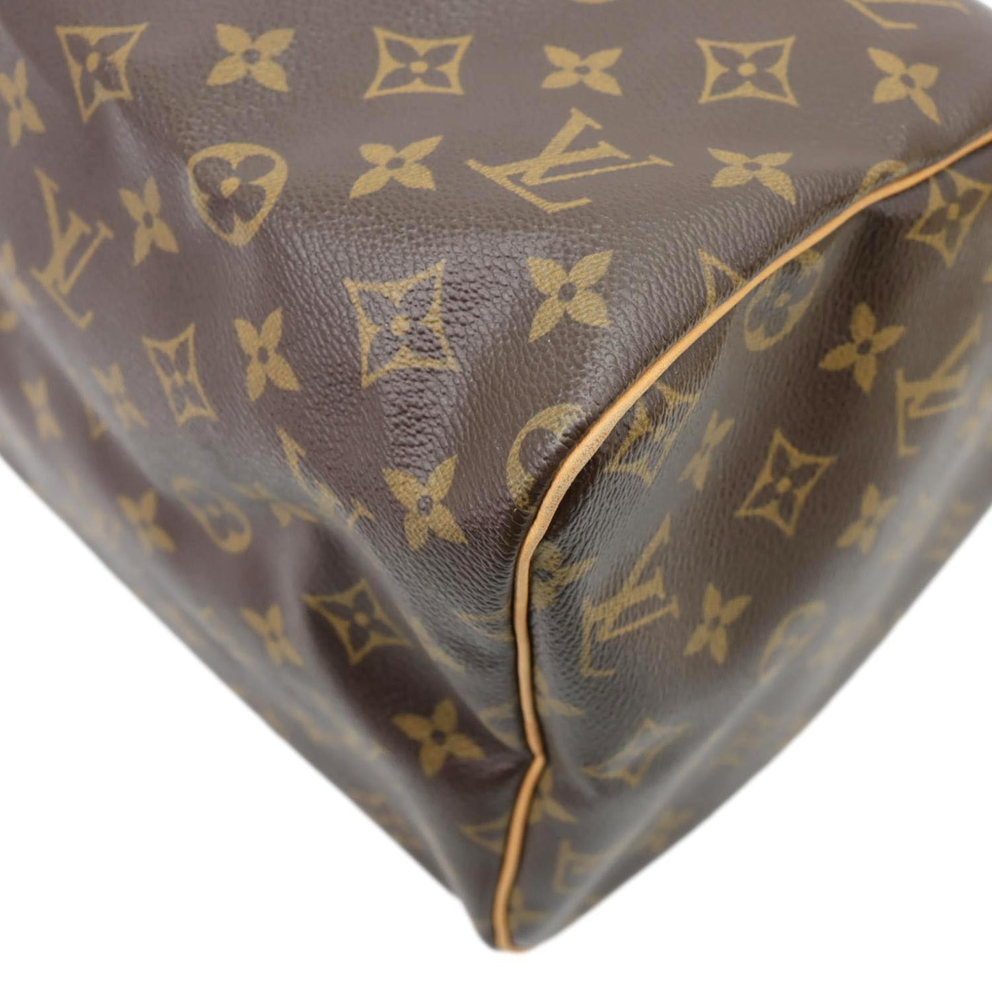 LOUIS VUITTON Speedy 30 Monogram Canvas Satchel Bag Brown