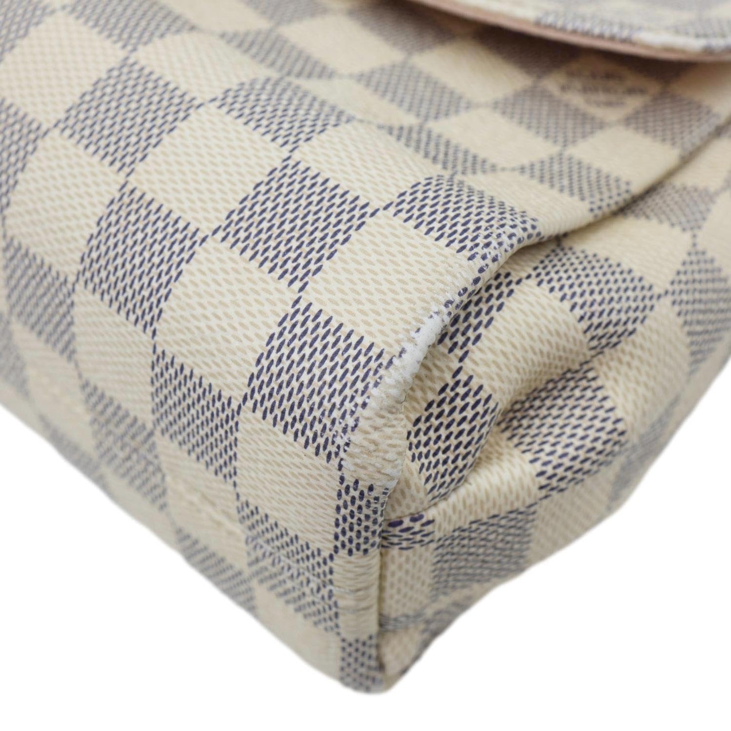 LOUIS VUITTON Croisette Damier Azur Satchel Crossbody Bag Rose Ballerine