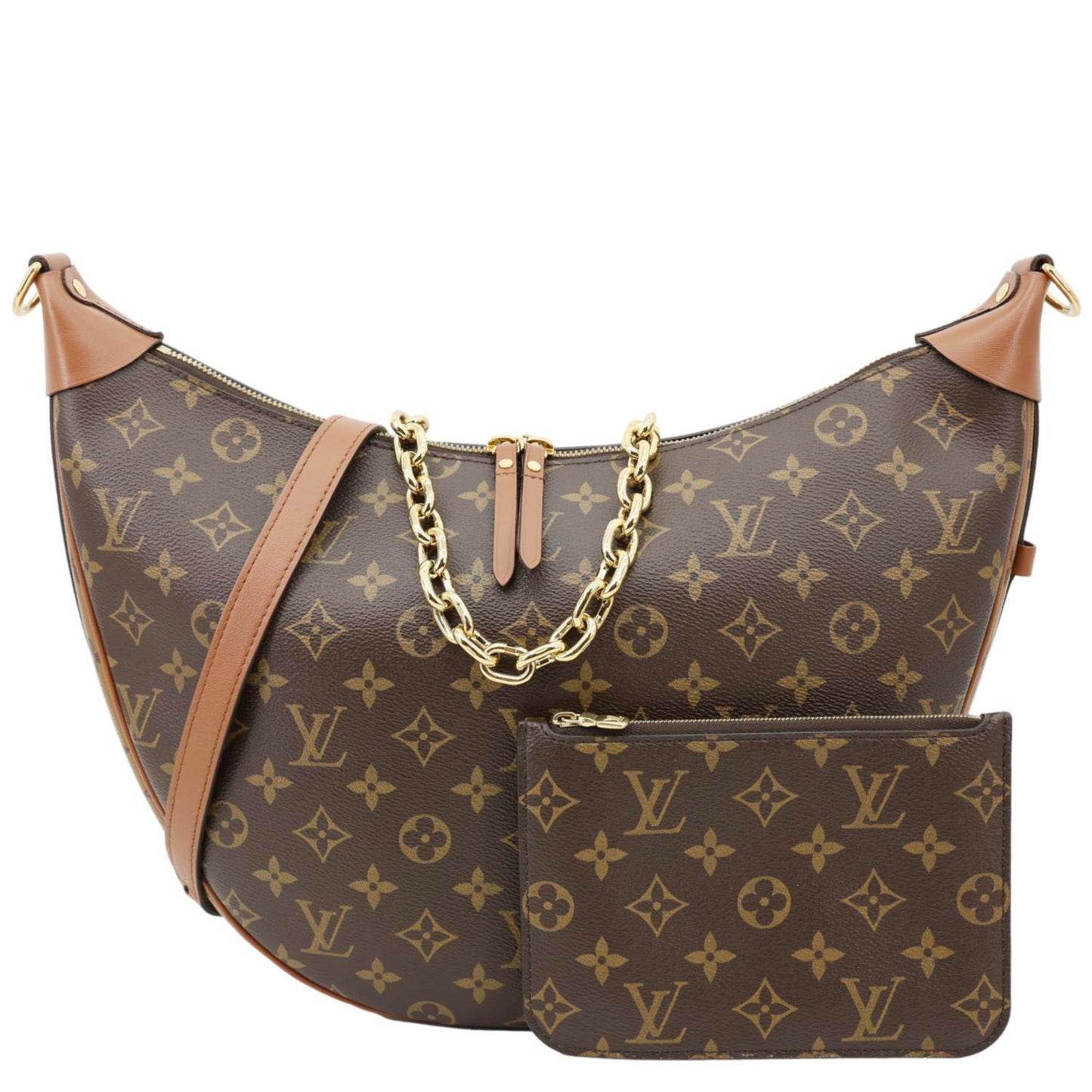 LOUIS VUITTON Loop Monogram Reverse Canvas Hobo Bag Brown