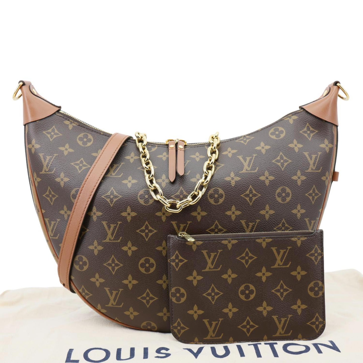 LOUIS VUITTON Loop Monogram Reverse Canvas Hobo Bag Brown