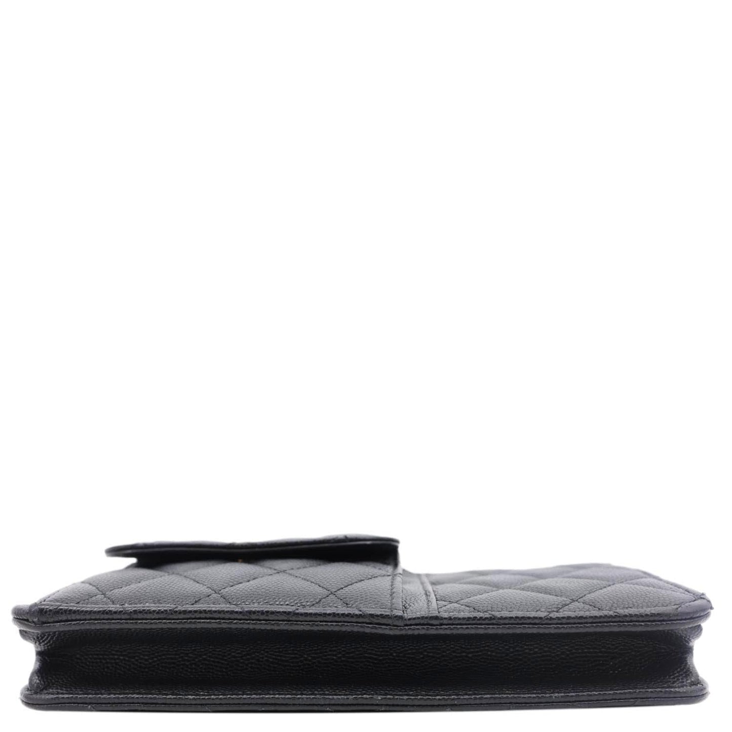 CHANEL CC Multi-Pocket In & Out Quilted Caviar Leather Chain Wallet Black