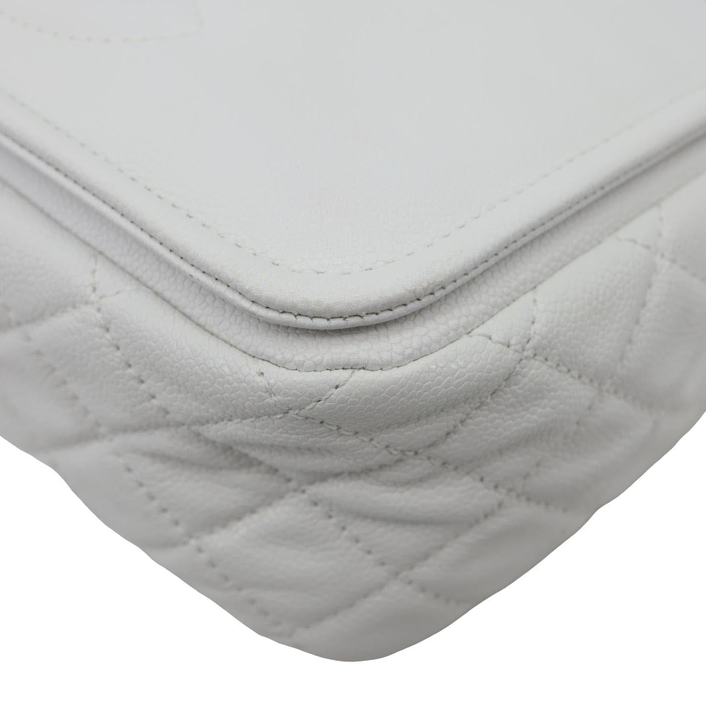 CHANEL Timeless Flap CC Caviar Leather Crossbody Bag White