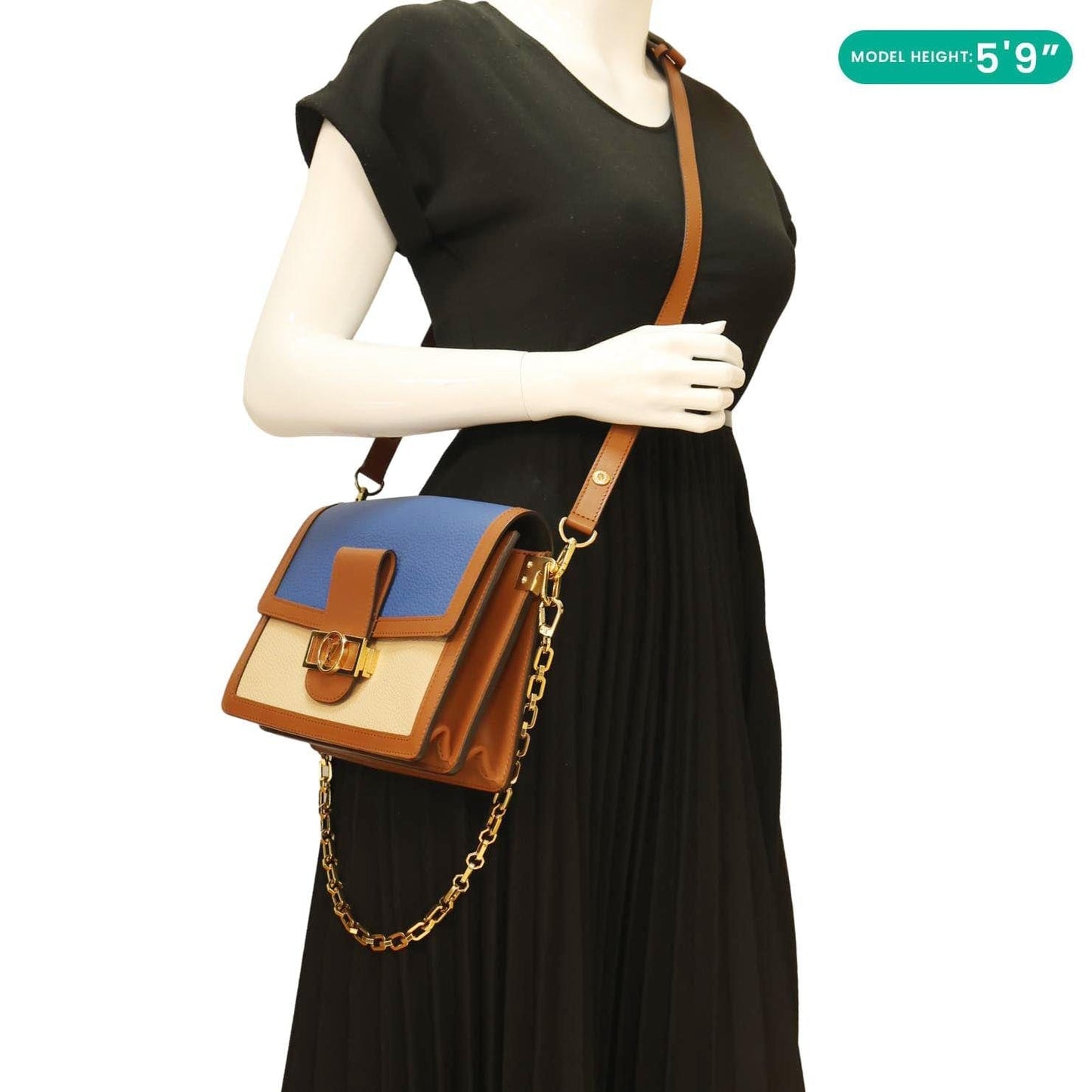 LOUIS VUITTON Dauphine Taurillon Leather Shoulder Bag Blue