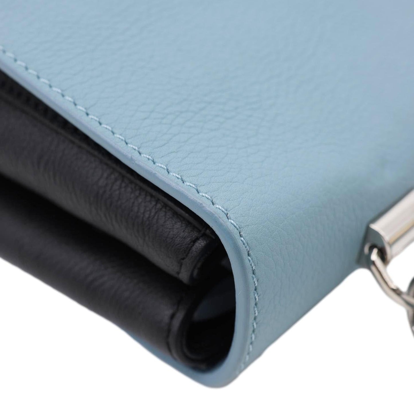 LOUIS VUITTON Lockme II Leather Top Handle Shoulder Bag Light Blue