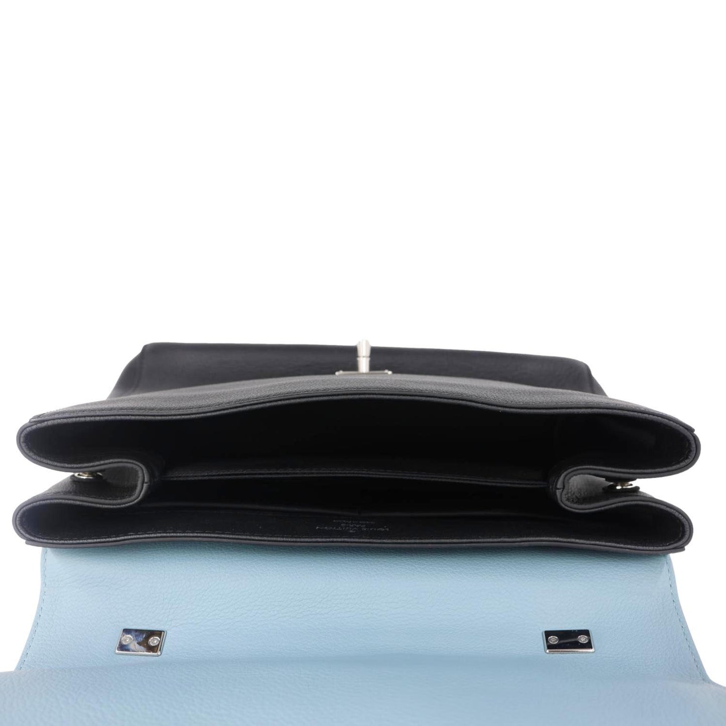 LOUIS VUITTON Lockme II Leather Top Handle Shoulder Bag Light Blue