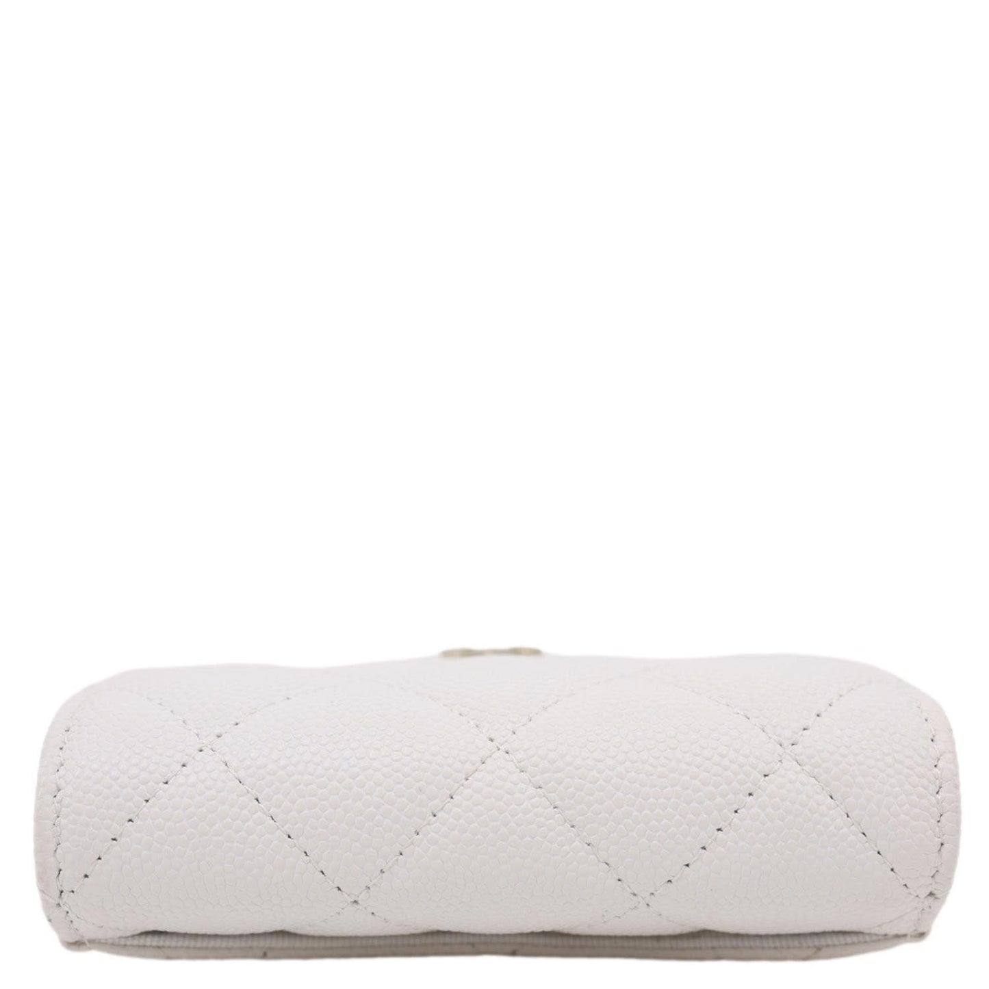 CHANEL Classic Flap Small Caviar Quilted Leather Chain Wallet  White