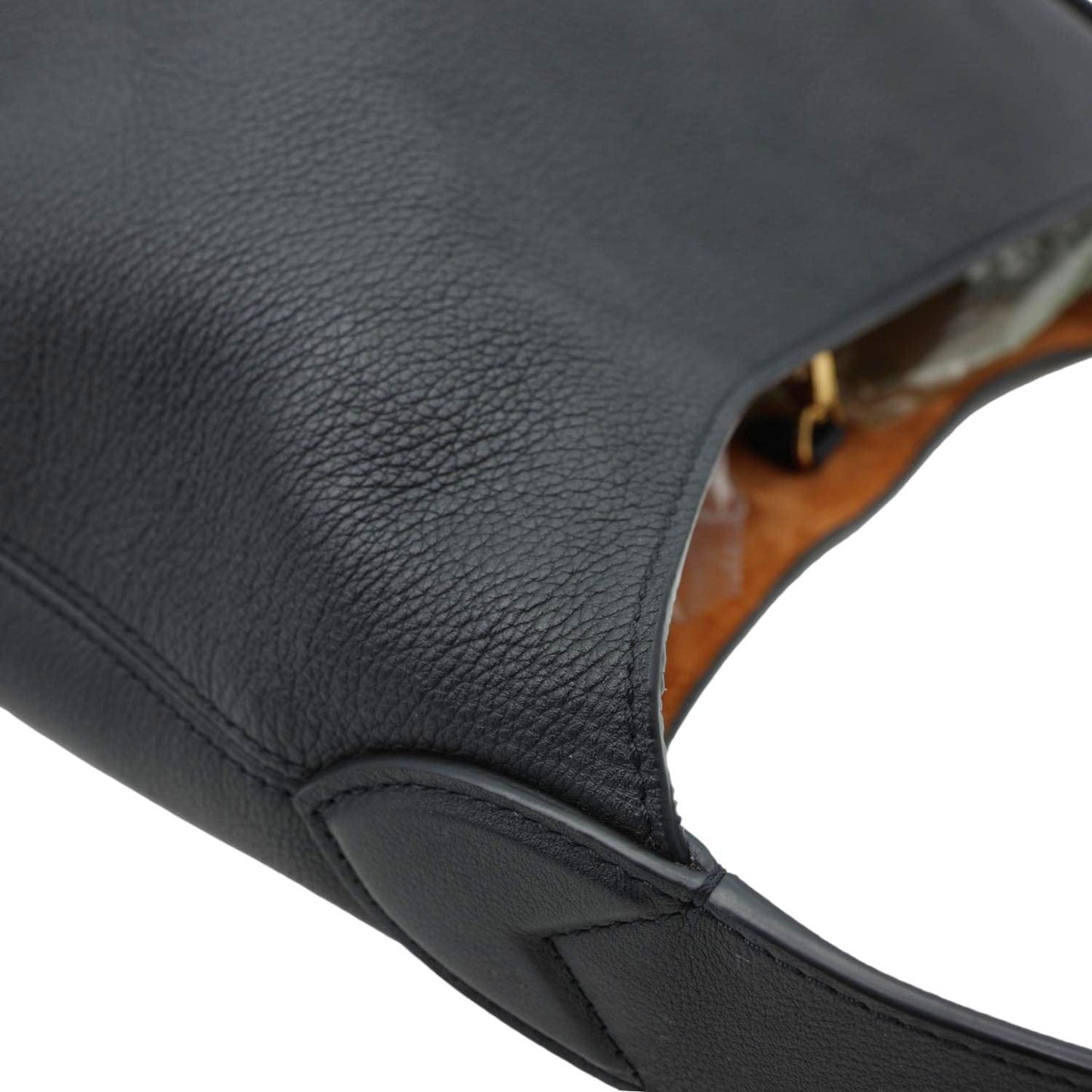 LOUIS VUITTON Low Key MM Grained Calfskin Leather Hobo Bag Black