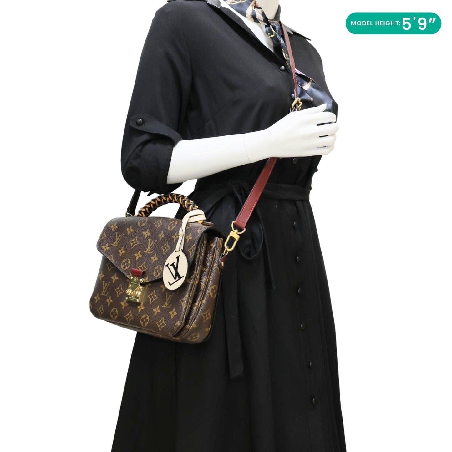 LOUIS VUITTON Braided Metis Pochette Monogram Canvas Crossbody Bag Brown