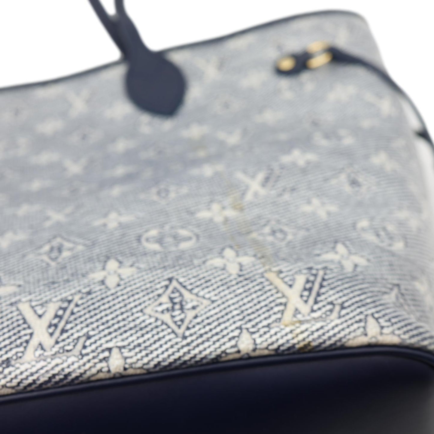 LOUIS VUITTON Neverfull MM Denim Monogram Jacquard  Tote Bag Grey