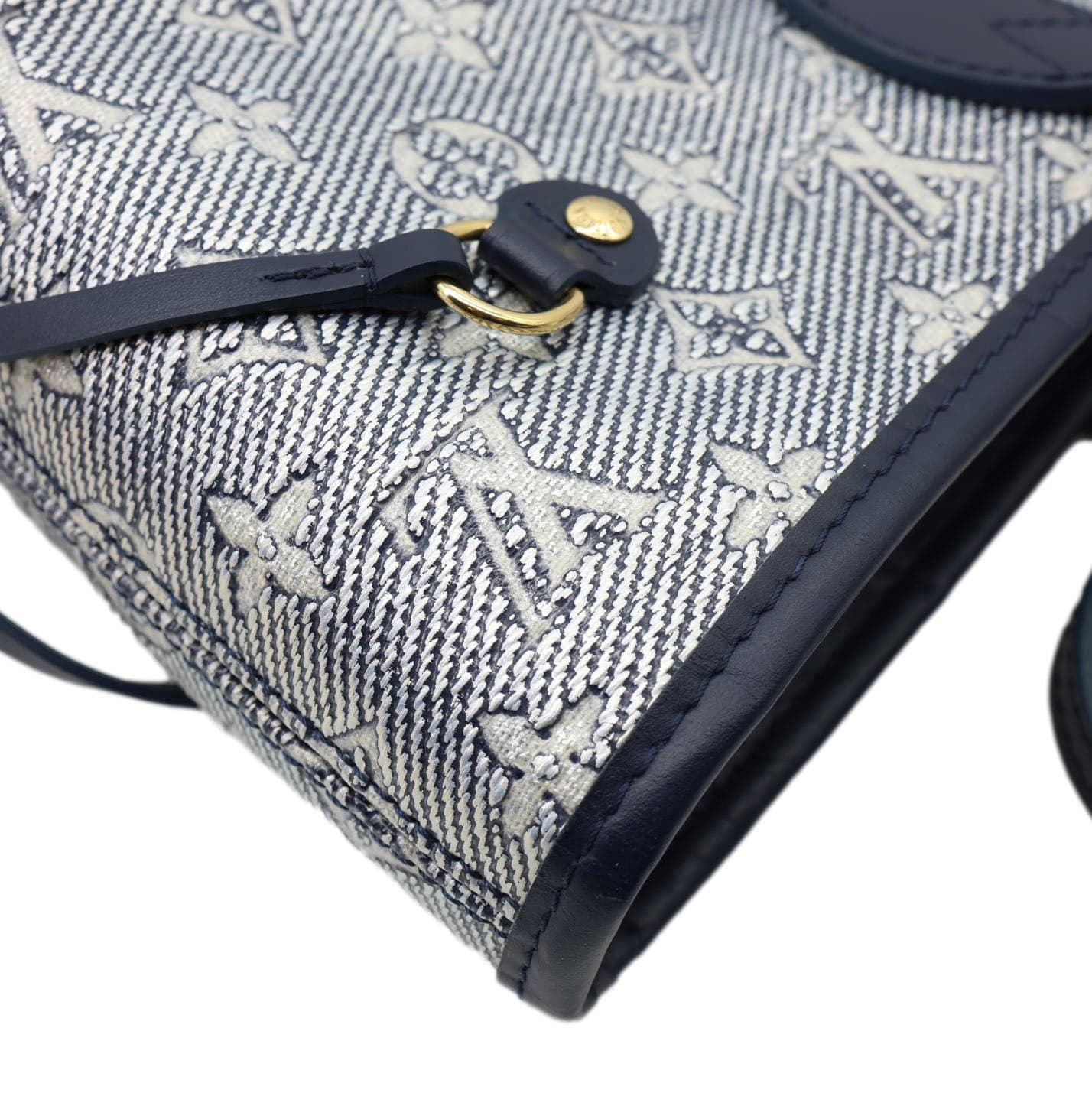 LOUIS VUITTON Neverfull MM Denim Monogram Jacquard  Tote Bag Grey