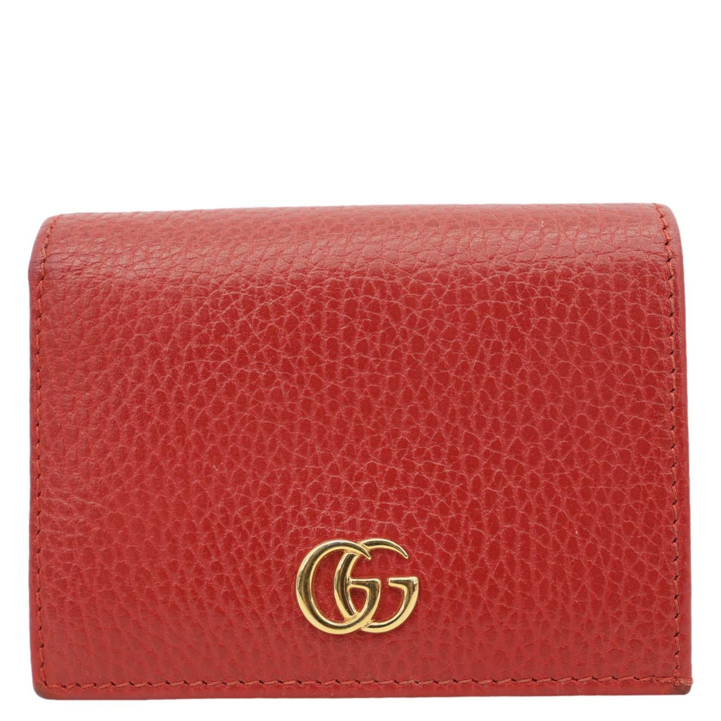 GUCCI GG Marmont Pebbled Leather Wallet Red