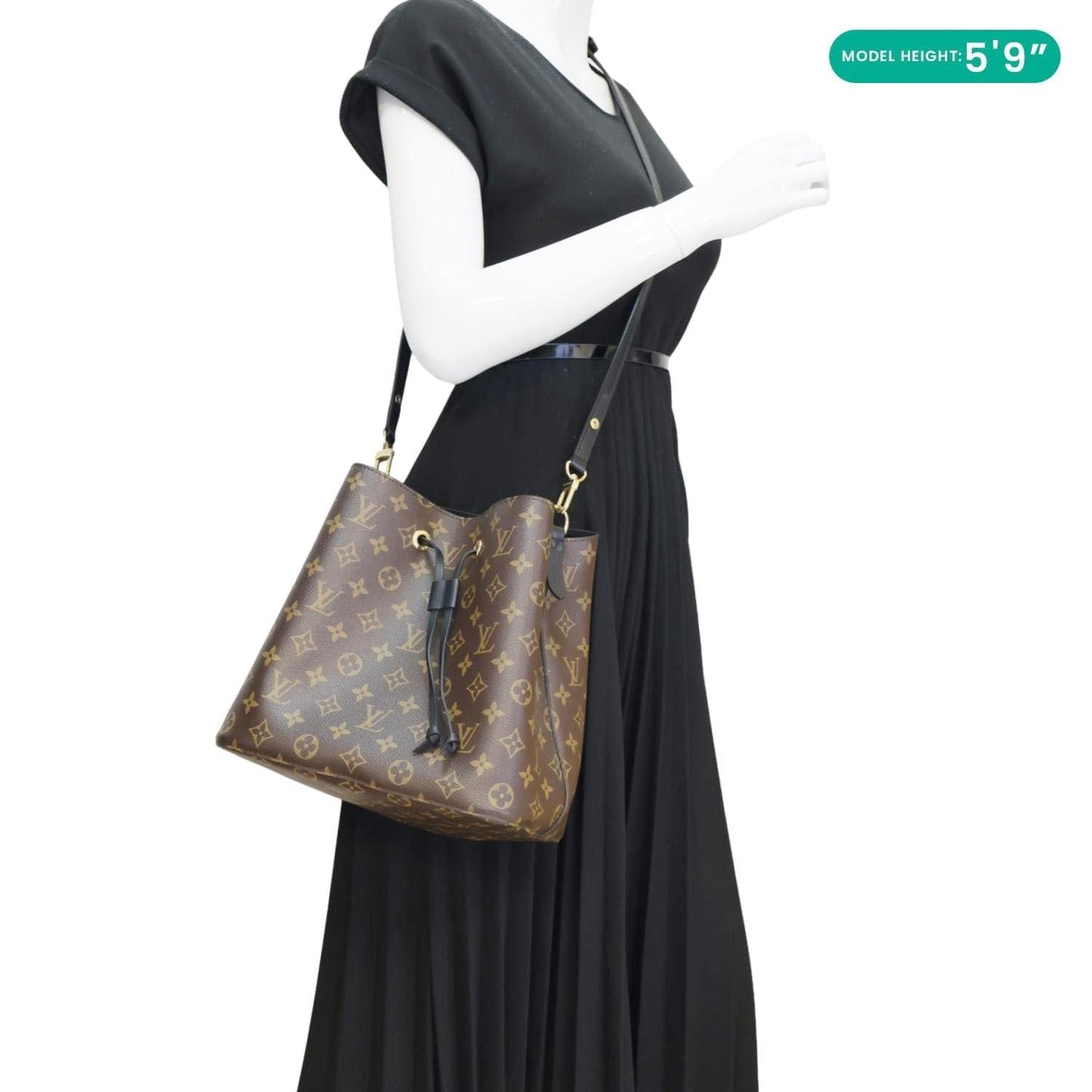 LOUIS VUITTON Neonoe MM Monogram Canvas Shoulder Bag Black